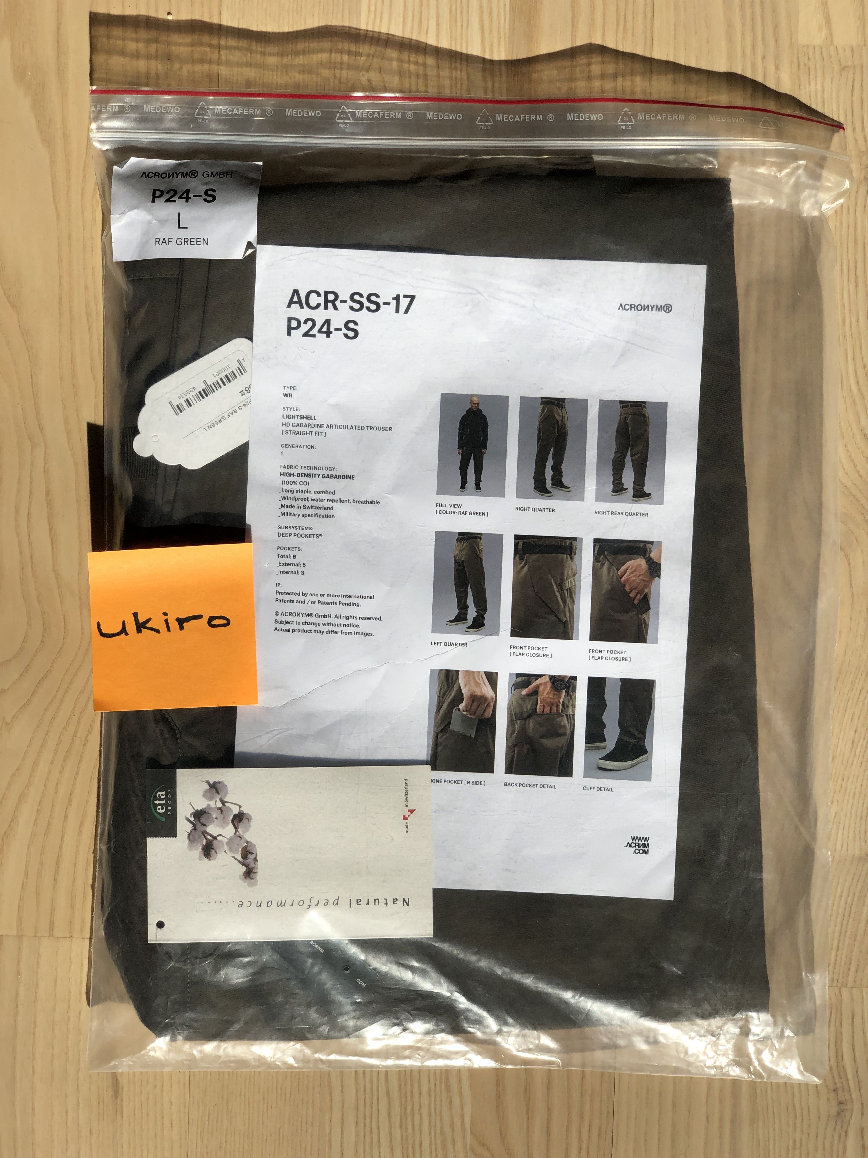 Acronym P24-S RAF green size L mint condition