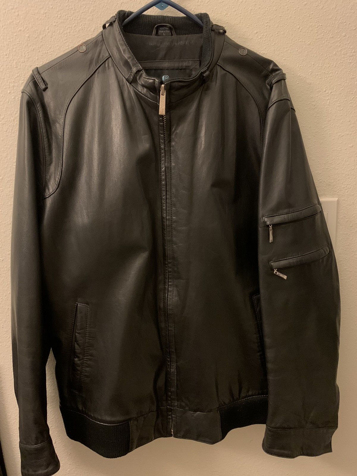 Kenneth Cole Large Waxy Goat Leather Jacket Size US L / EU 52-54 / 3 - 1 Thumbnail