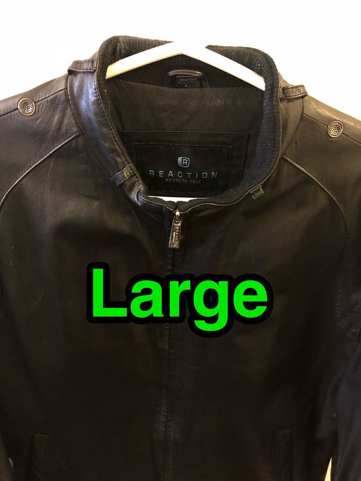 Kenneth Cole Large Waxy Goat Leather Jacket Size US L / EU 52-54 / 3 - 2 Thumbnail