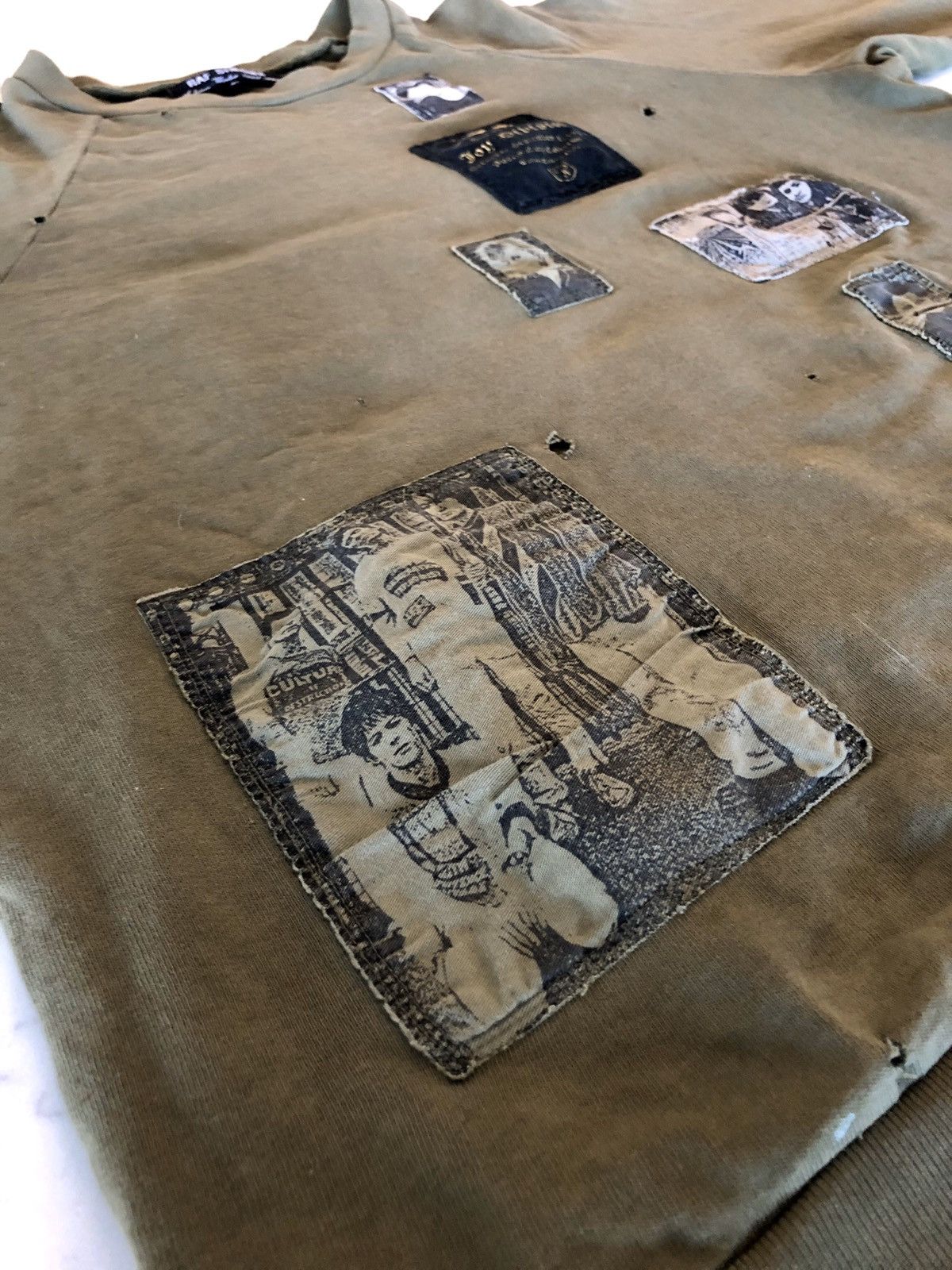 Raf Simons Riot Riot Riot Patched Distressed Crewneck | Grailed