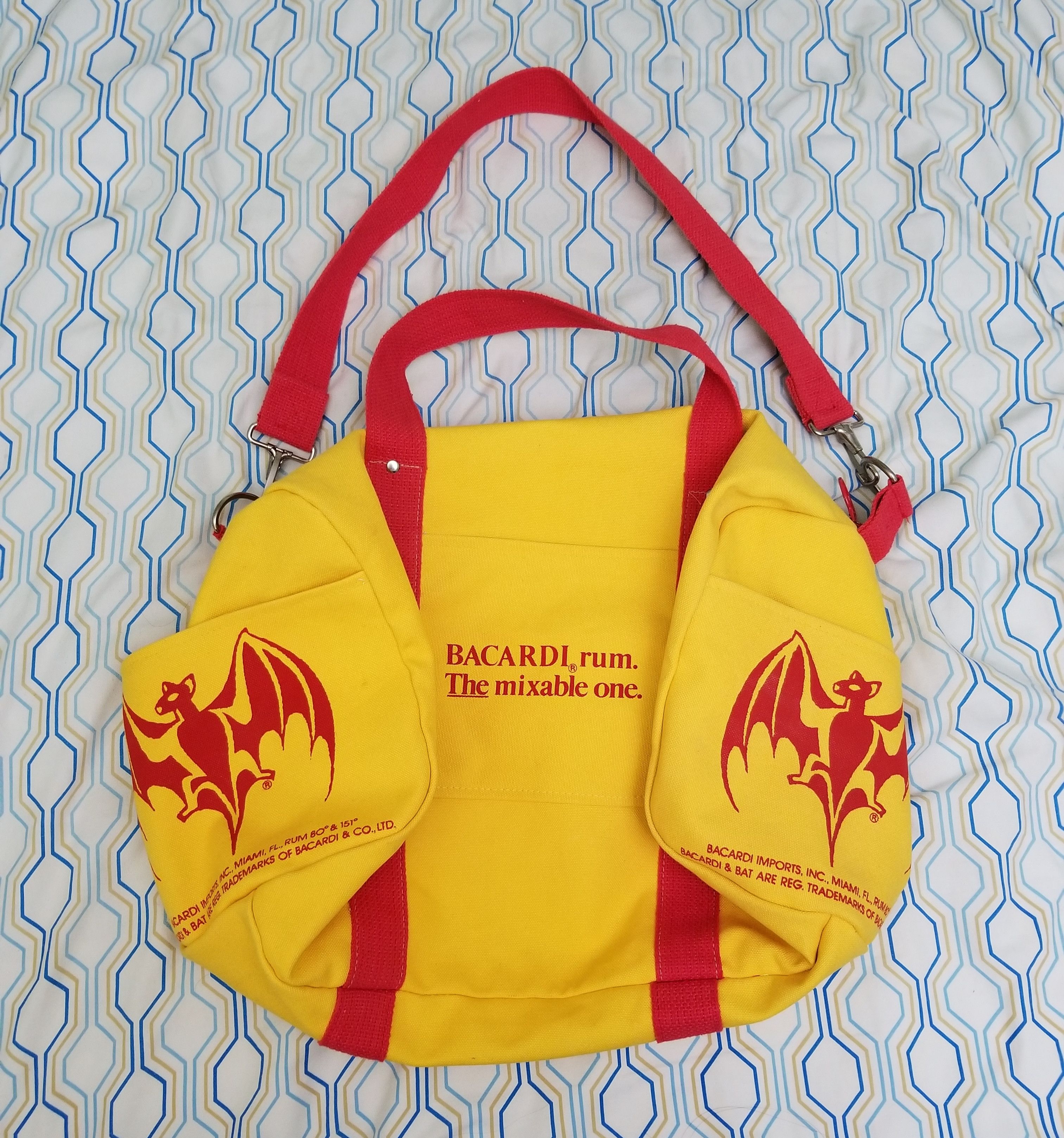 Vintage Vintage 70s Bacardi Rum Duffel Bag Yellow Red Duffle Grailed