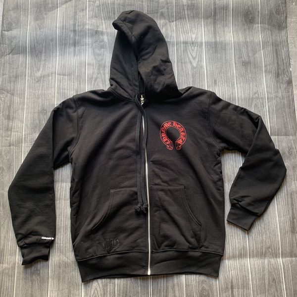 Chrome Hearts Chrome hearts red horseshoe cemetery cross hoodie | Grailed