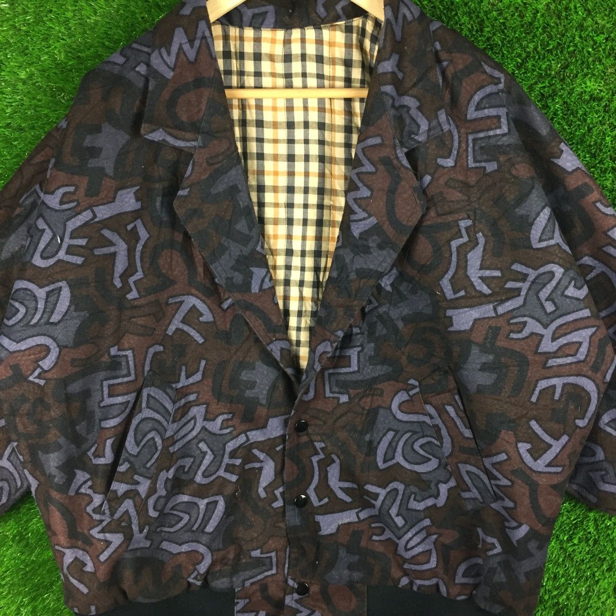Japanese Brand Vintage Fullprint Wool Jacket Nice Design Size US XXL / EU 58 / 5 - 5 Thumbnail