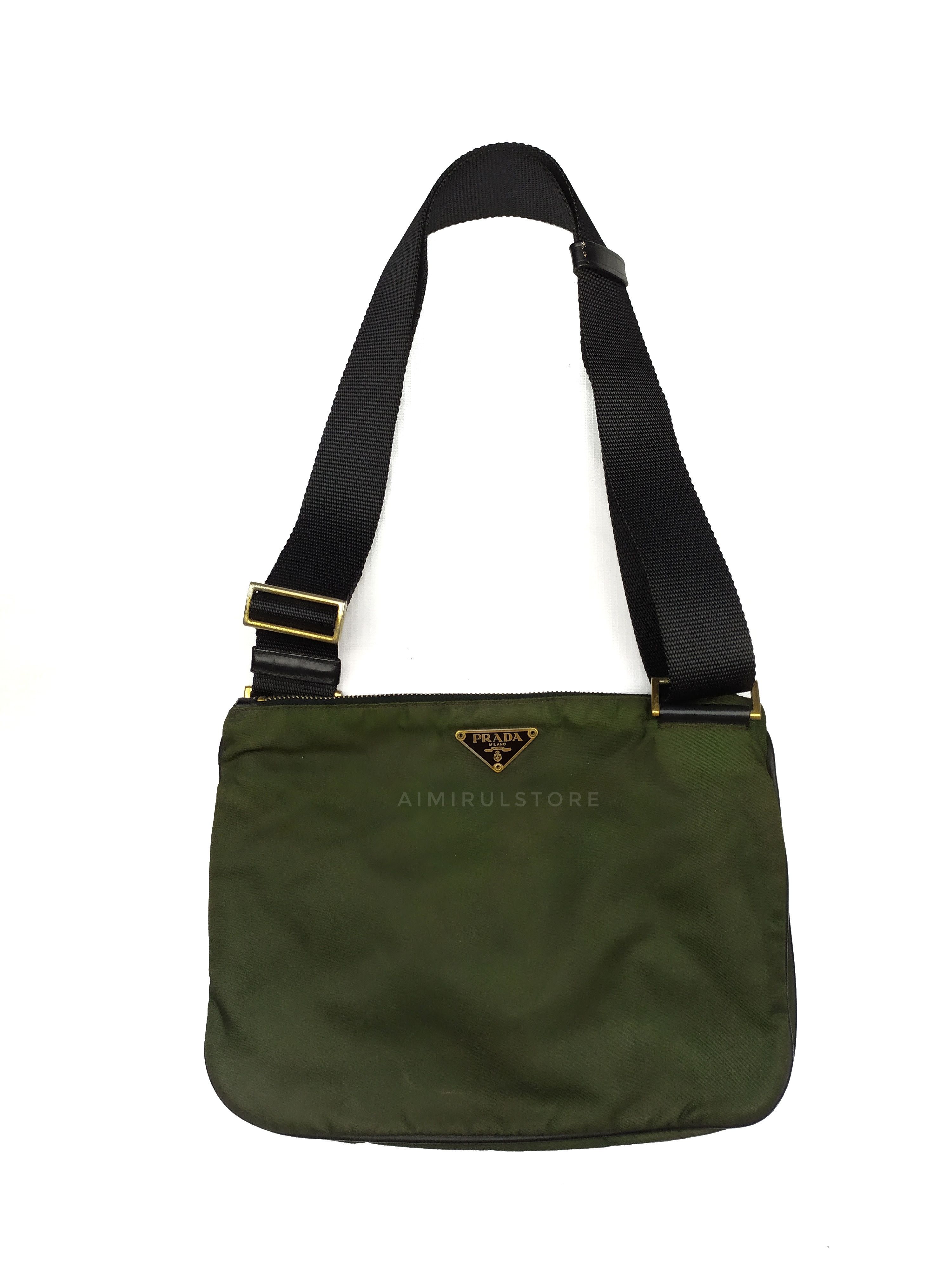 Prada Olive Green Nylon Crossbody Bag Prada