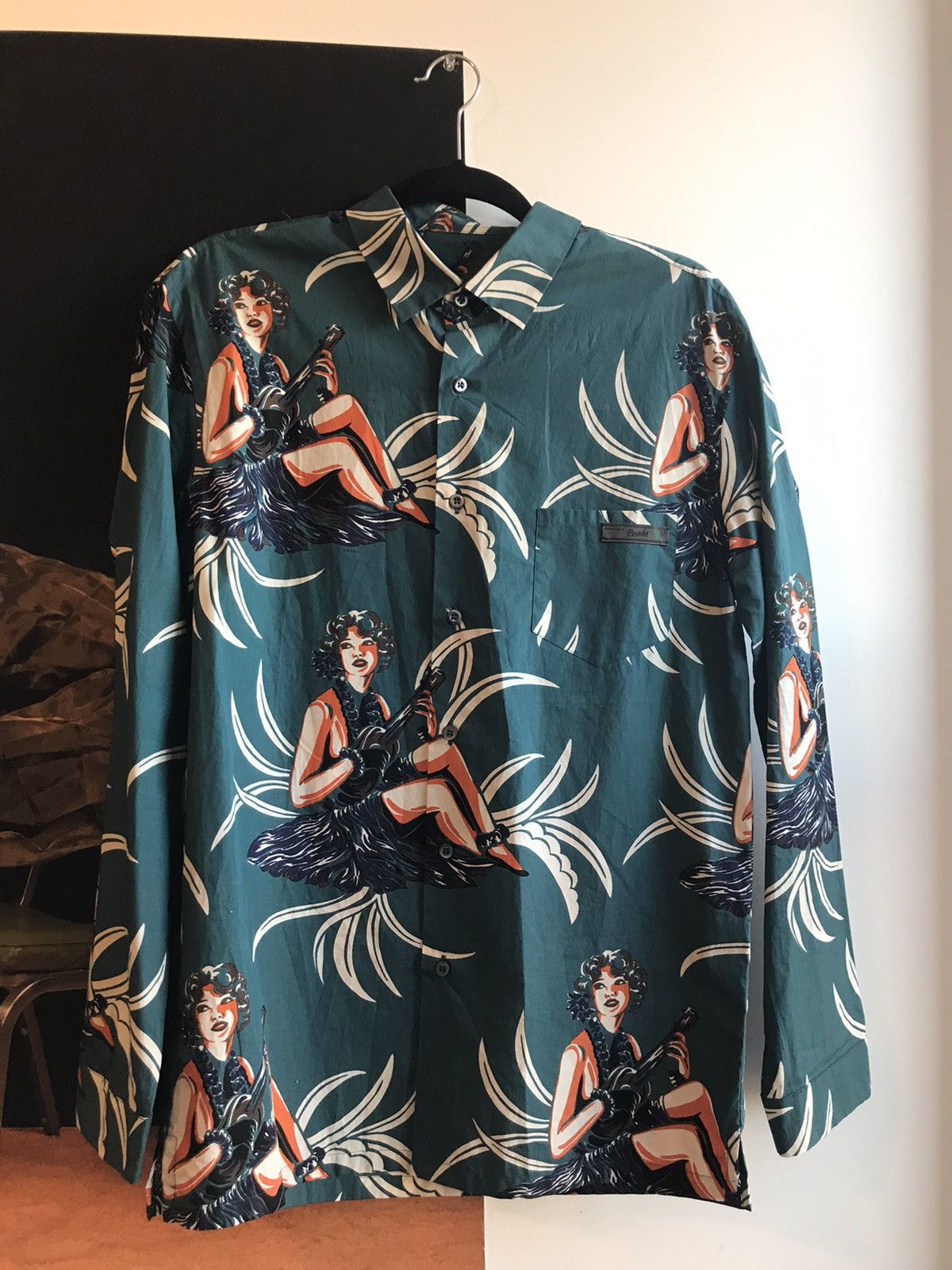 Prada Prada spring 2014 Hawaiian dancer dress shirt dark