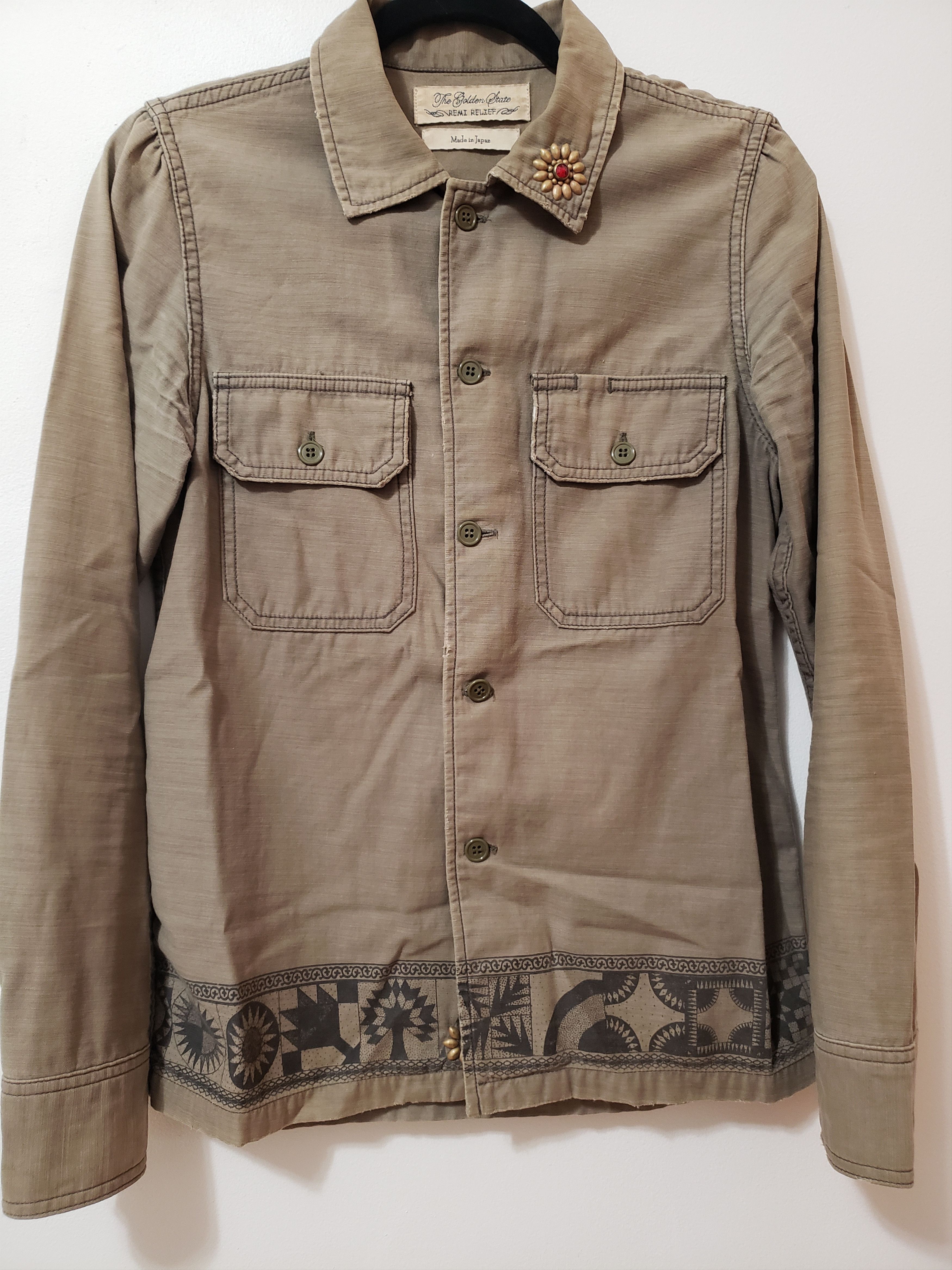 Remi Relief Remi Relief Embroidered Military Shirt - Olive | Grailed