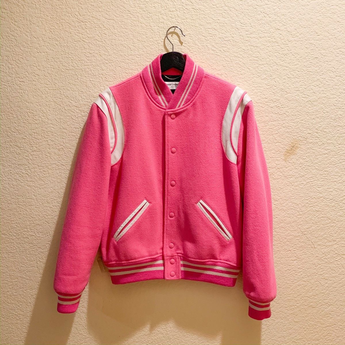 Saint Laurent Paris Teddy Jacket Pink YSL