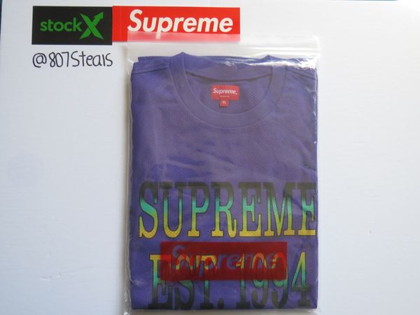 Supreme Supreme Cotton Mesh Gradient Logo S/S Top Purple | Grailed