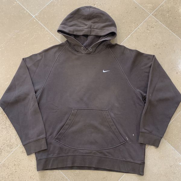 Vintage Y2K Nike Mini Swoosh Black Distressed Hoodie Sweatshirt Travis Scott