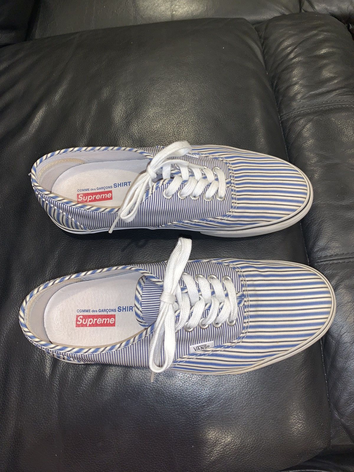 Supreme Comme Des Garcons Vans Blue Stripe Authentics Size