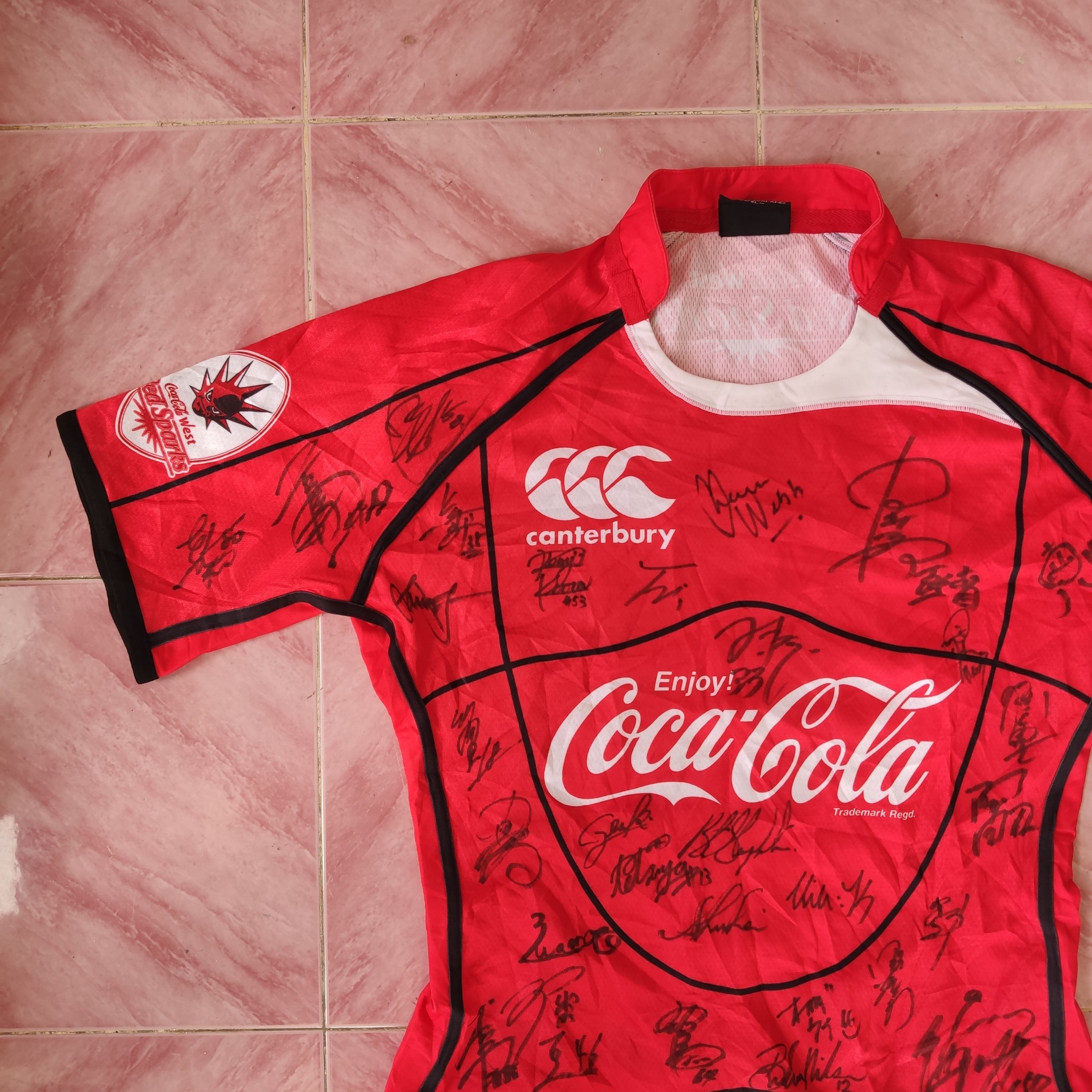 Canterbury セットアップCocaCola Red Sparks CANTERBURY WEST RED SPARKS COCA COLA JERSEY SIZE 3L
