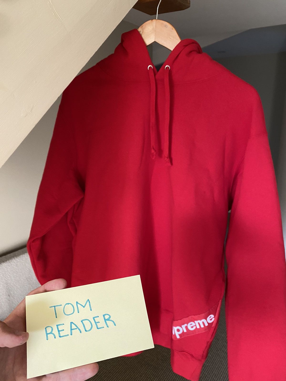 Supreme Corner Label Supreme Red Hoodie | Grailed