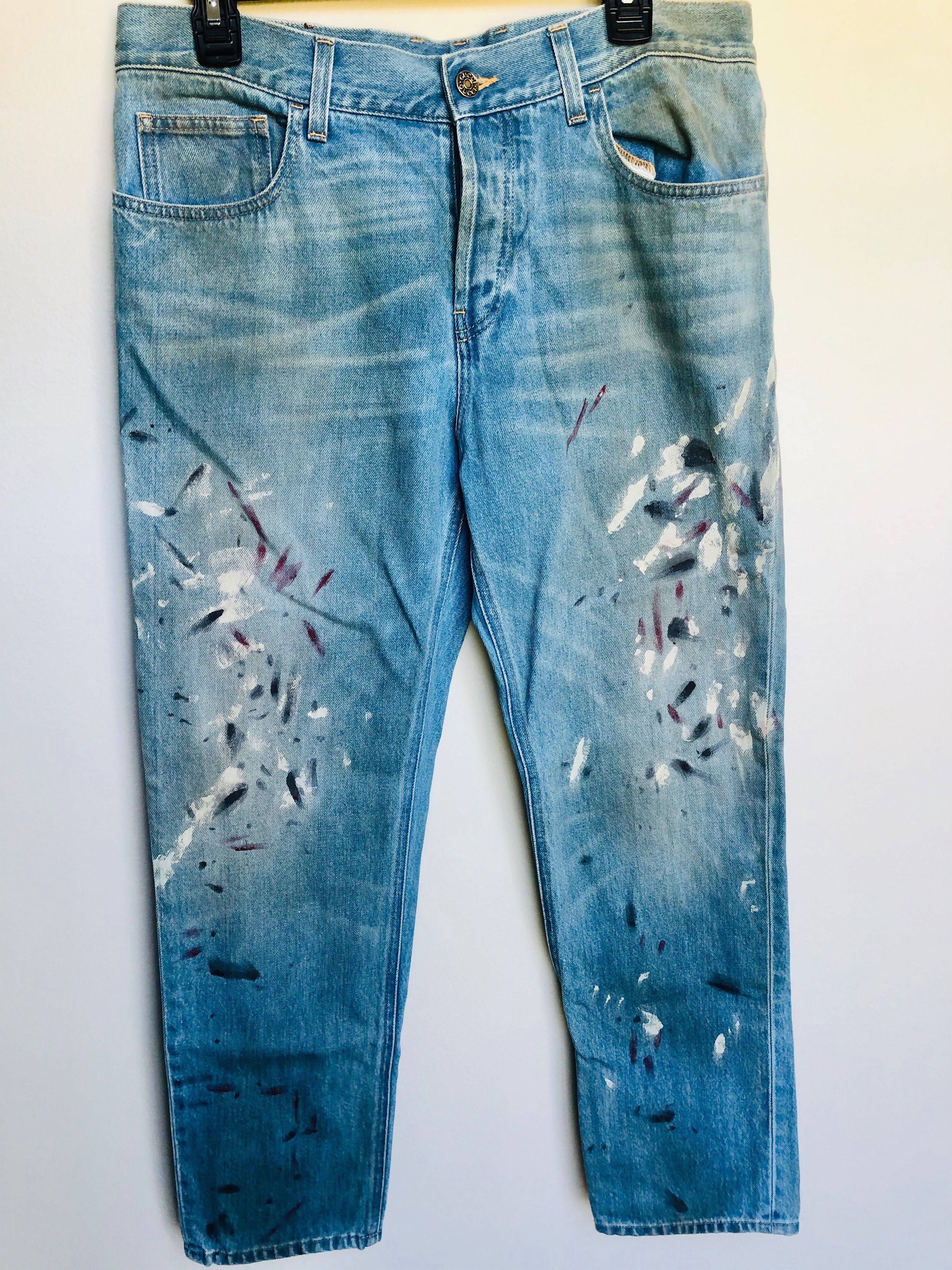 Gucci Gucci Hand Painted Paint Splatter Denim Jeans | Grailed