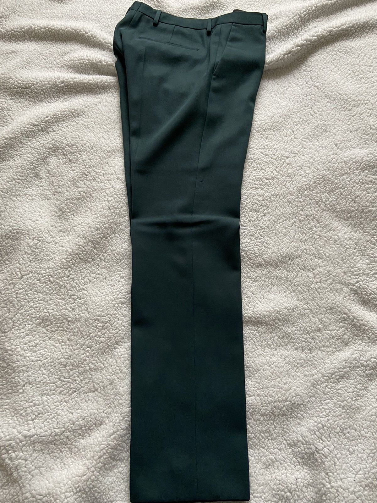 Calvin Klein Fitted Double Breasted Pine Green Suit Size 46R - 2 Thumbnail
