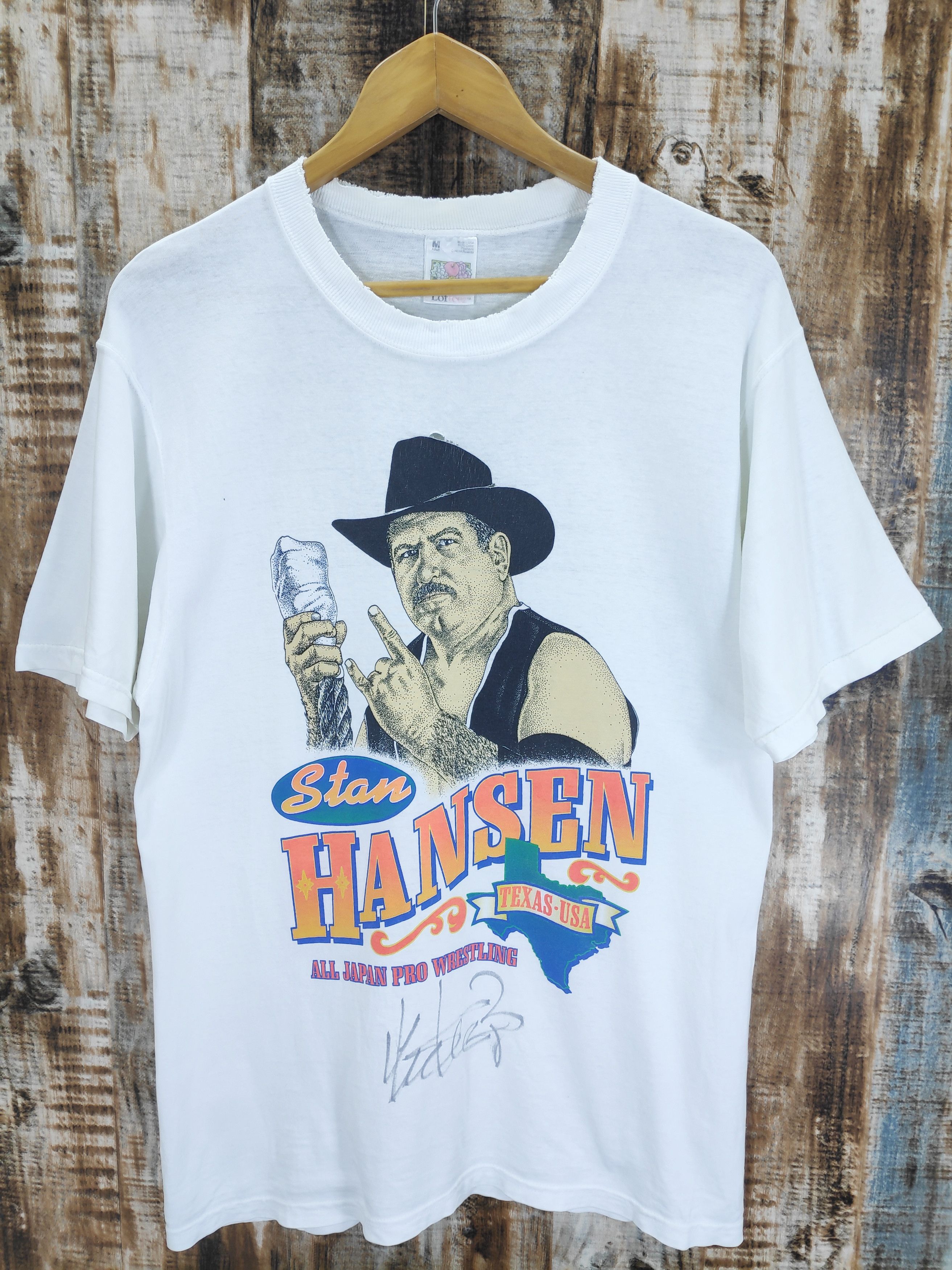 Japanese Brand × Vintage × WCW/nWo Vintage Stan Hansen Texas All Japan Pro Wrestling Tee Size US M / EU 48-50 / 2 - 1 Thumbnail