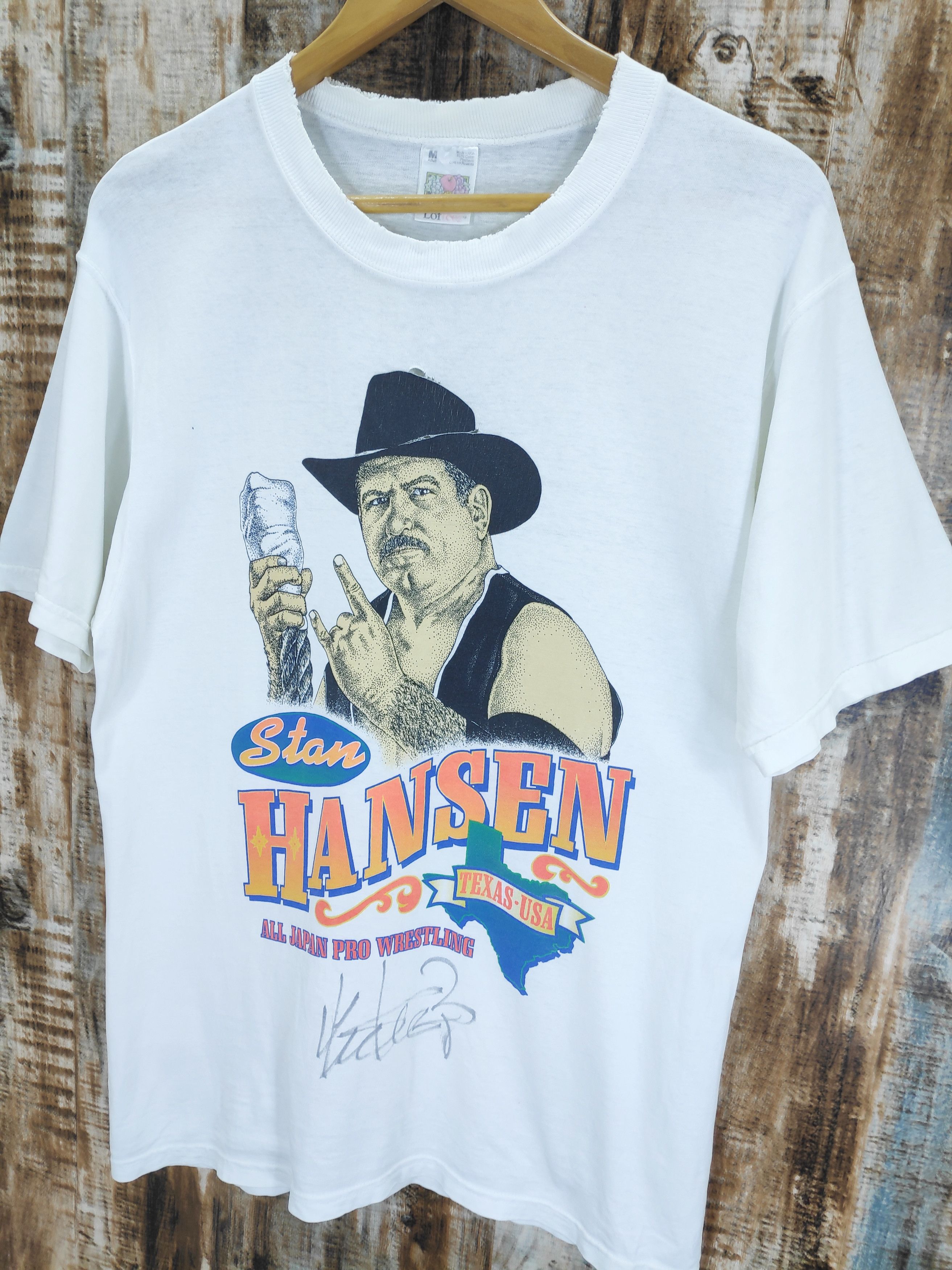 Japanese Brand × Vintage × WCW/nWo Vintage Stan Hansen Texas All Japan Pro Wrestling Tee Size US M / EU 48-50 / 2 - 2 Thumbnail