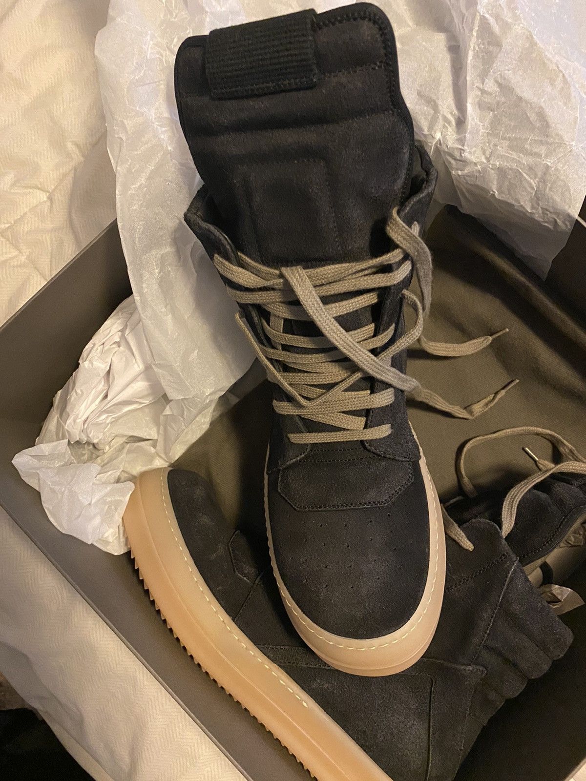 Rick Owens Rick Owens Geobasket Faded Black Hightop Sneakers Sz 