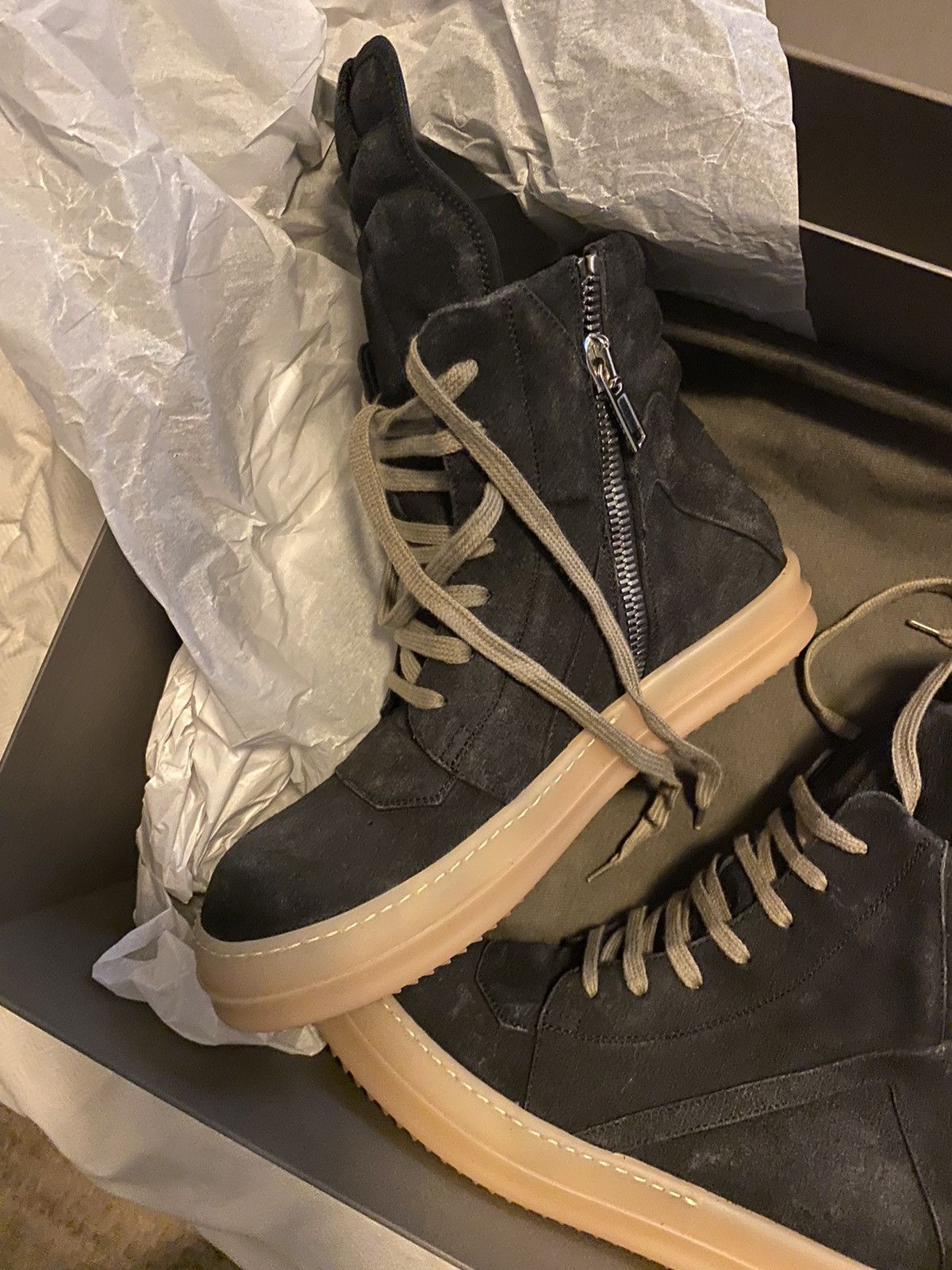 Rick Owens Rick Owens Geobasket Faded Black Hightop Sneakers Sz 