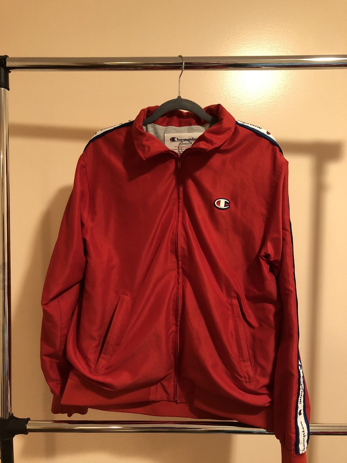Champion × Supreme Supreme x Champion Track Jacket Red | Grailed