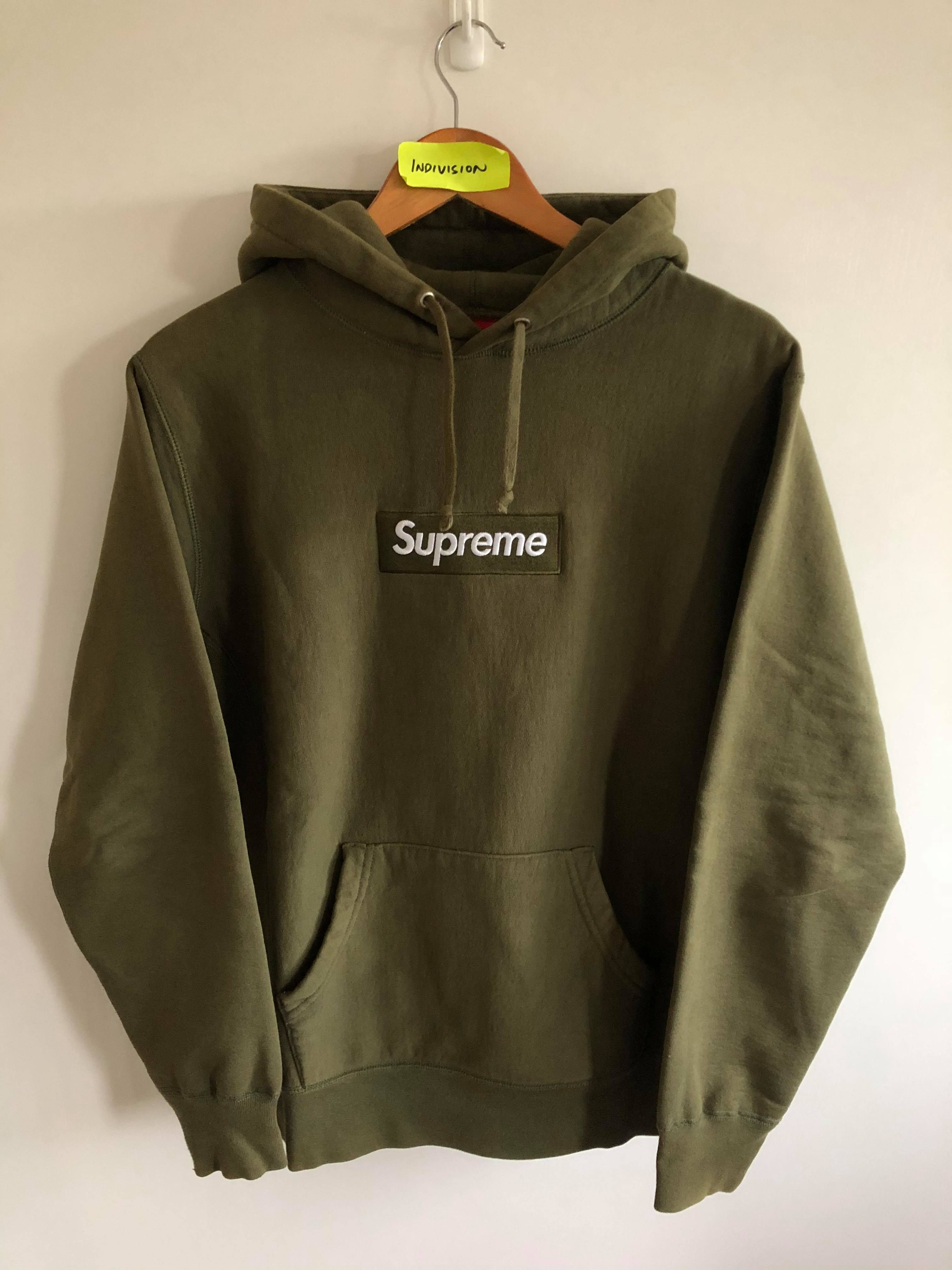 supreme Fw11 olive green box logo hoodie rare vintage size large 9.5/10