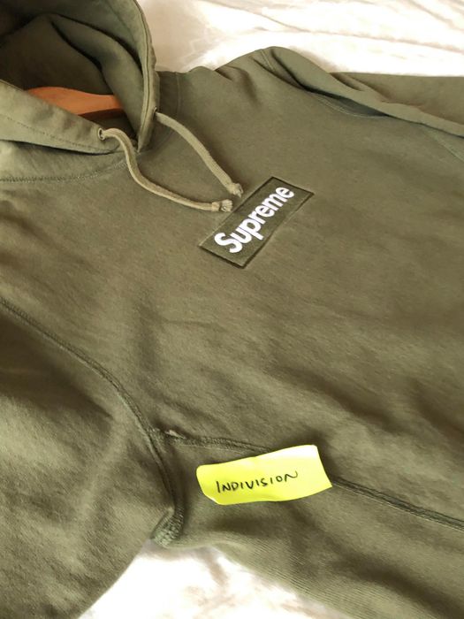 Supreme olive box online logo hoodie