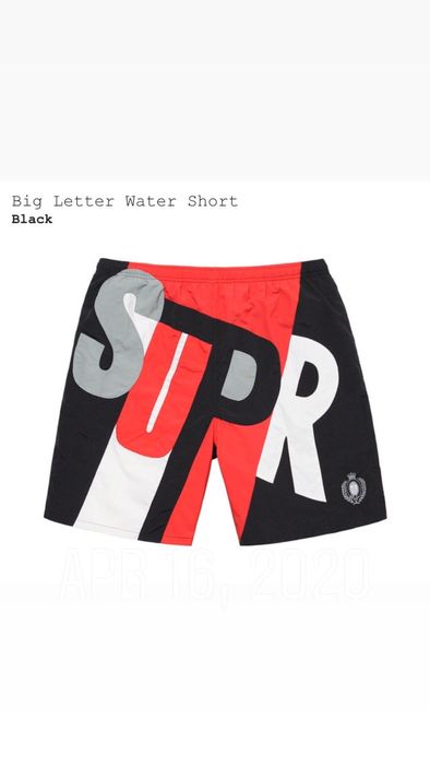 Supreme big best sale letter water shorts