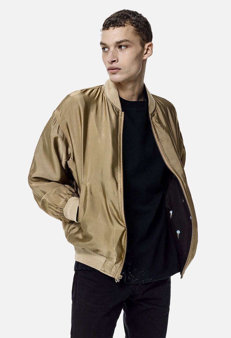 John Elliott Silk Blend Reversible Bomber Jacket 1/S Gold Jellyfish Size US S / EU 44-46 / 1 - 4 Thumbnail