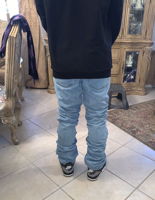 Custom LIGHT WASH BLUE EXTENDED STACKED DENIM VLONE YEEZY SUPREME