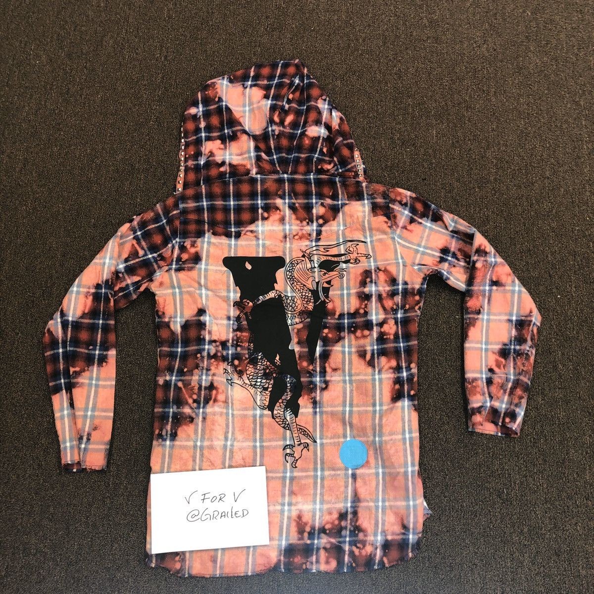 CLOT × Vlone Vlone X Clot Red Bleached Studded Flannel | Grailed