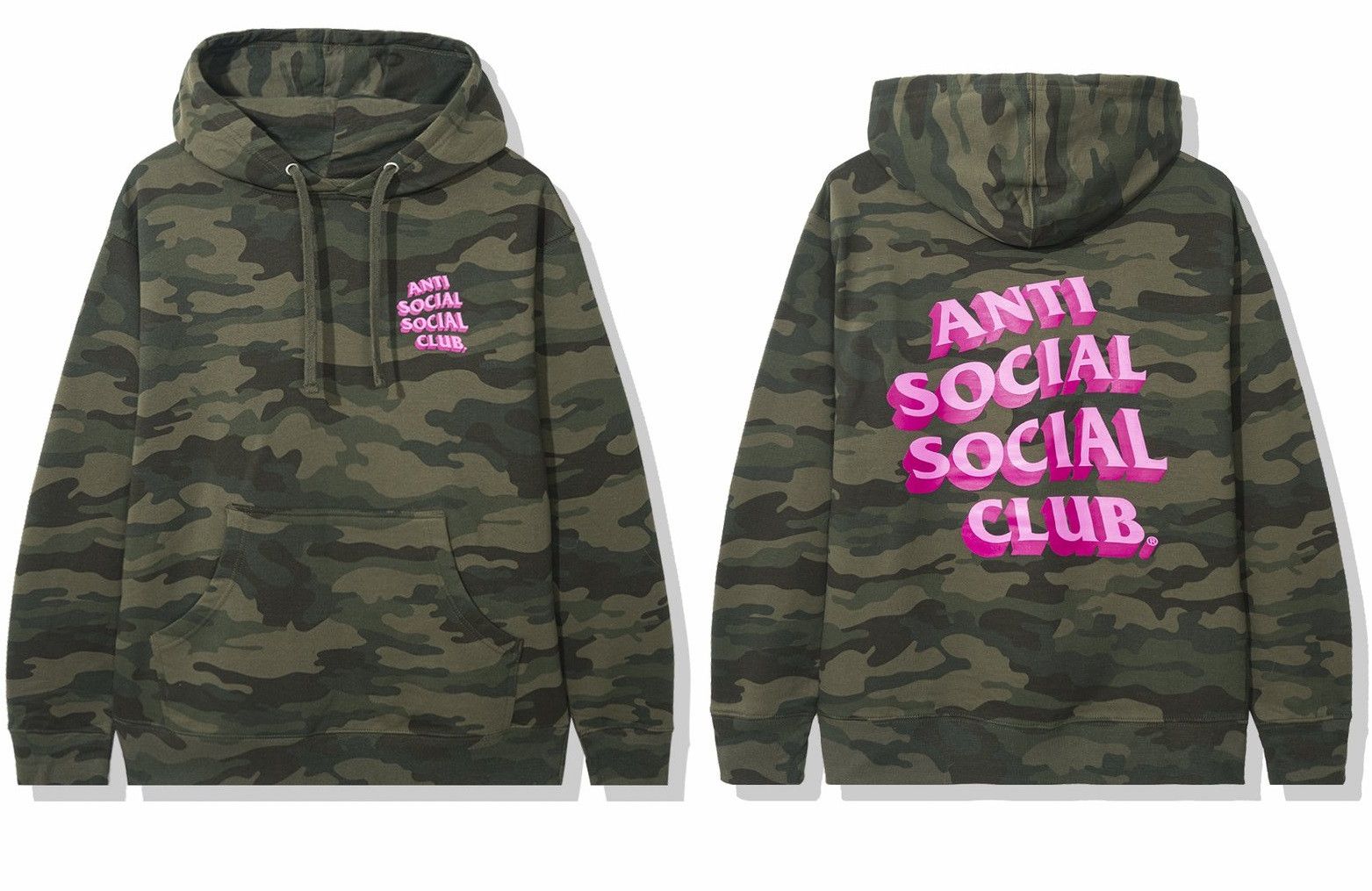 Anti Social Social Club DS SS20 ASSC Pink Logo Popcorn Camo Hoodie in hand Grailed