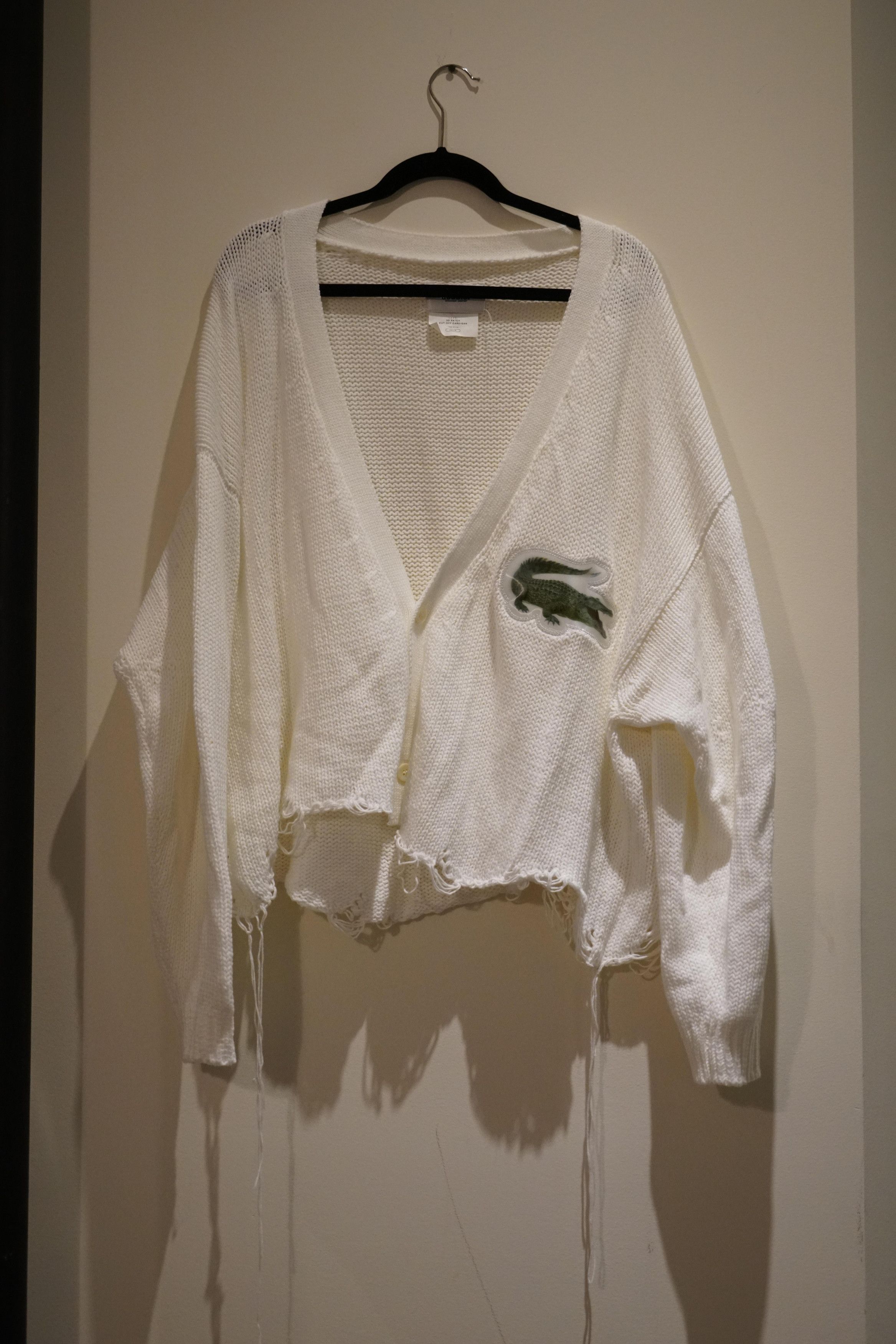 Doublet Doublet White 3D Patch Cut Off Cardigan | Grailed