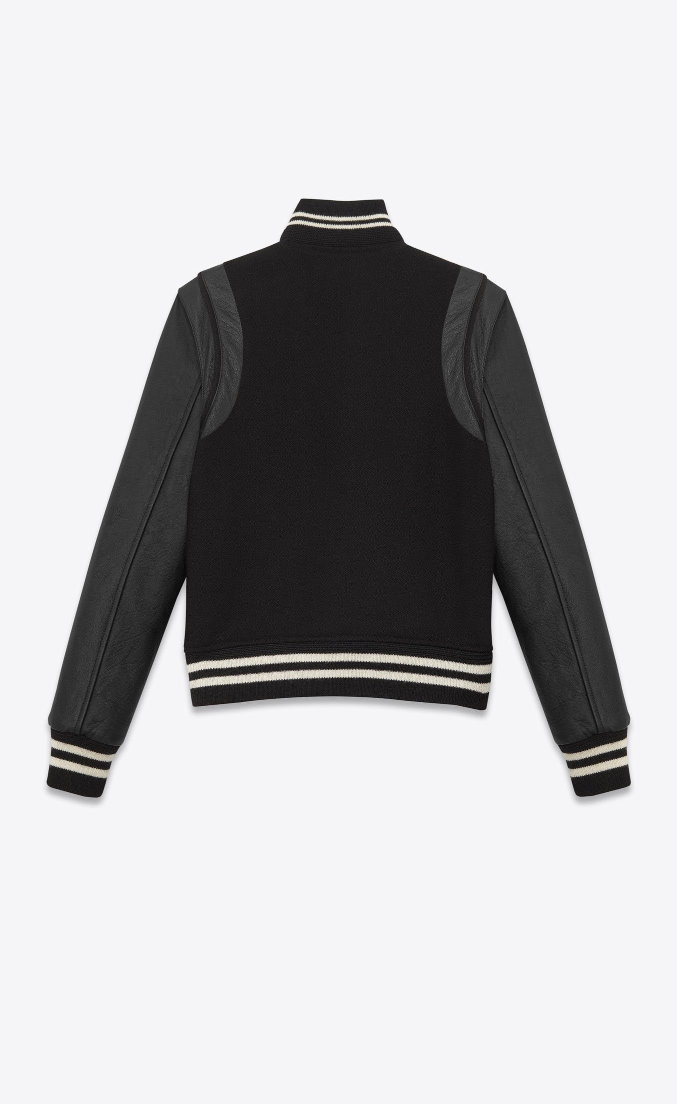 Saint Laurent Paris CLASSIC TEDDY JACKET IN BLACK WOOL, LEATHER AND POLYAMIDE Size US S / EU 44-46 / 1 - 9 Thumbnail