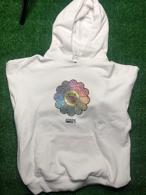 Takashi Murakami ComplexCon Swarovski Crystal Flower Hoodie Black for Women