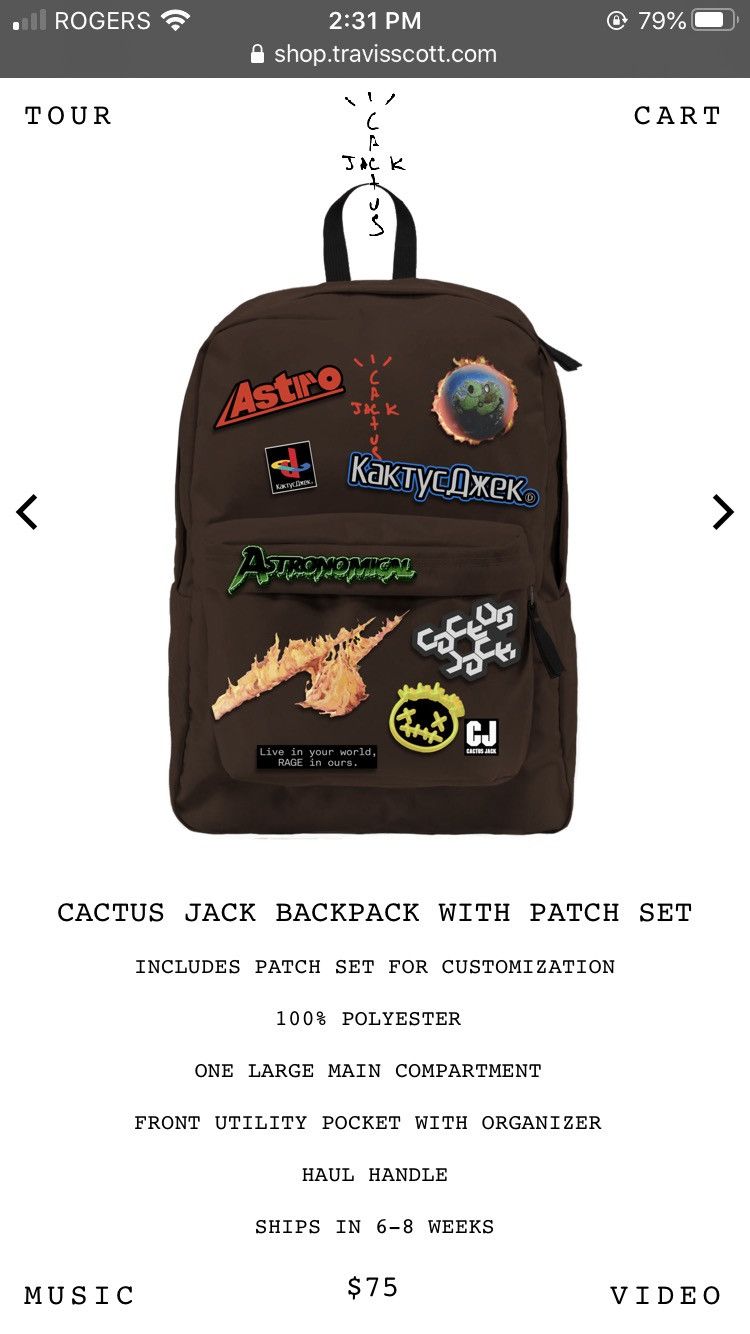 Travis Scott Cactus Jack Backpack Rare Patch Set Fortnite