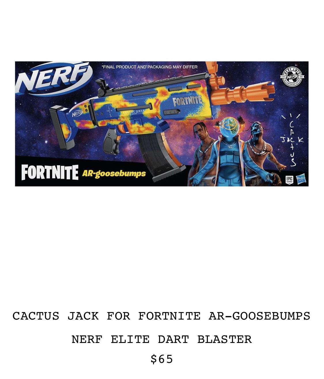 CACTUS - Travis scott x Fortnite x NERF アサルトライフル Travis Scott Cactus Jack Fortnite Bundle Goosebumps Nerf Gun