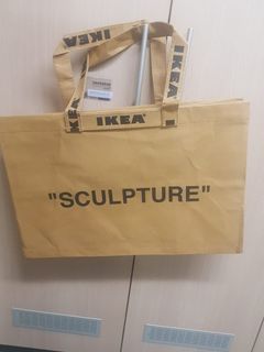 IKEA genuine canvas bag co branded IKEA off white shopping bag Limited  Edition cowhide bag co branded bag