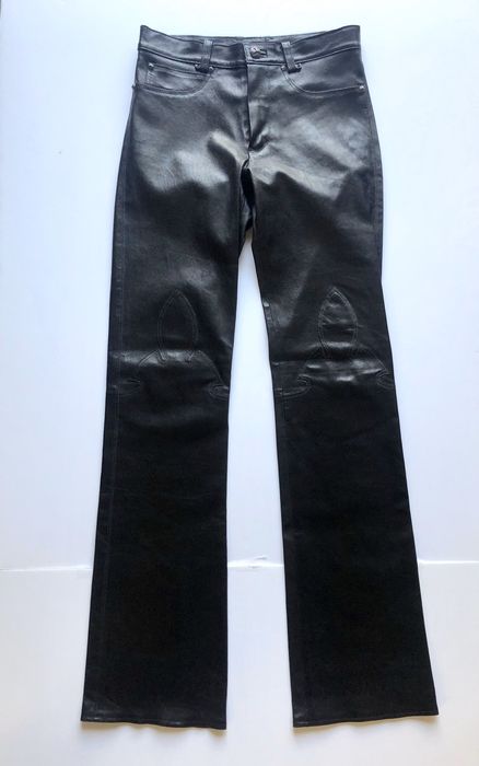 Chrome Hearts Chrome hearts Fleur knee flare stretch leather pant | Grailed