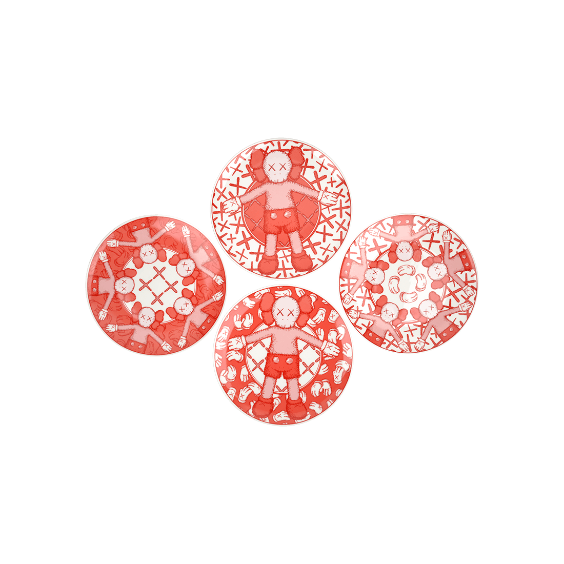 Red Kaws Limited Ceramic Set of 4 Plates