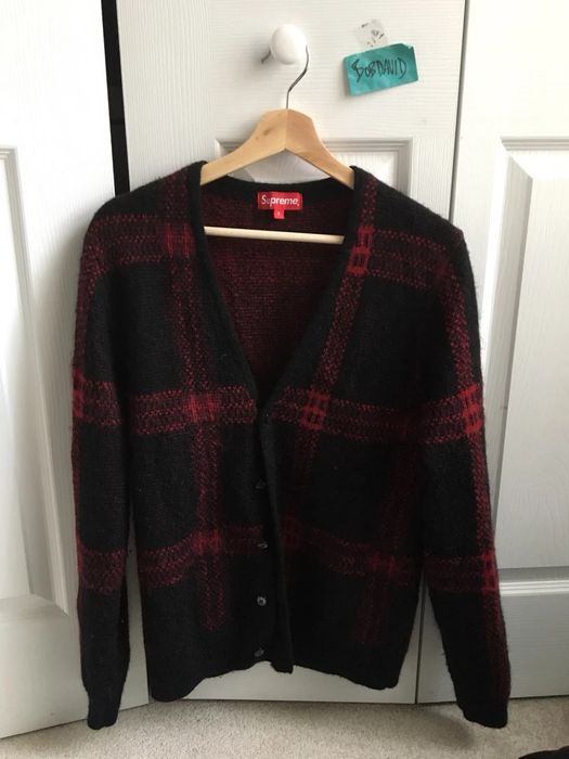 Supreme fw14 plaid mohair cardigan | Grailed