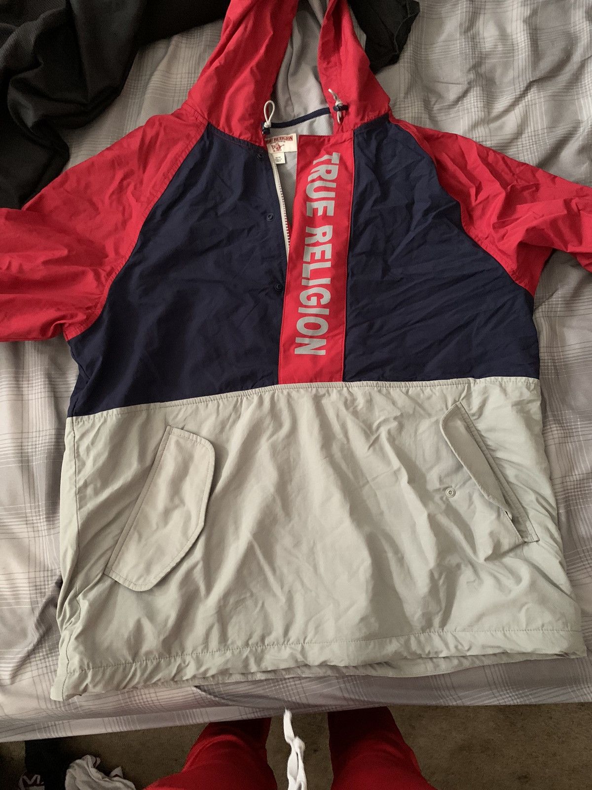 True religion red and white windbreaker sales