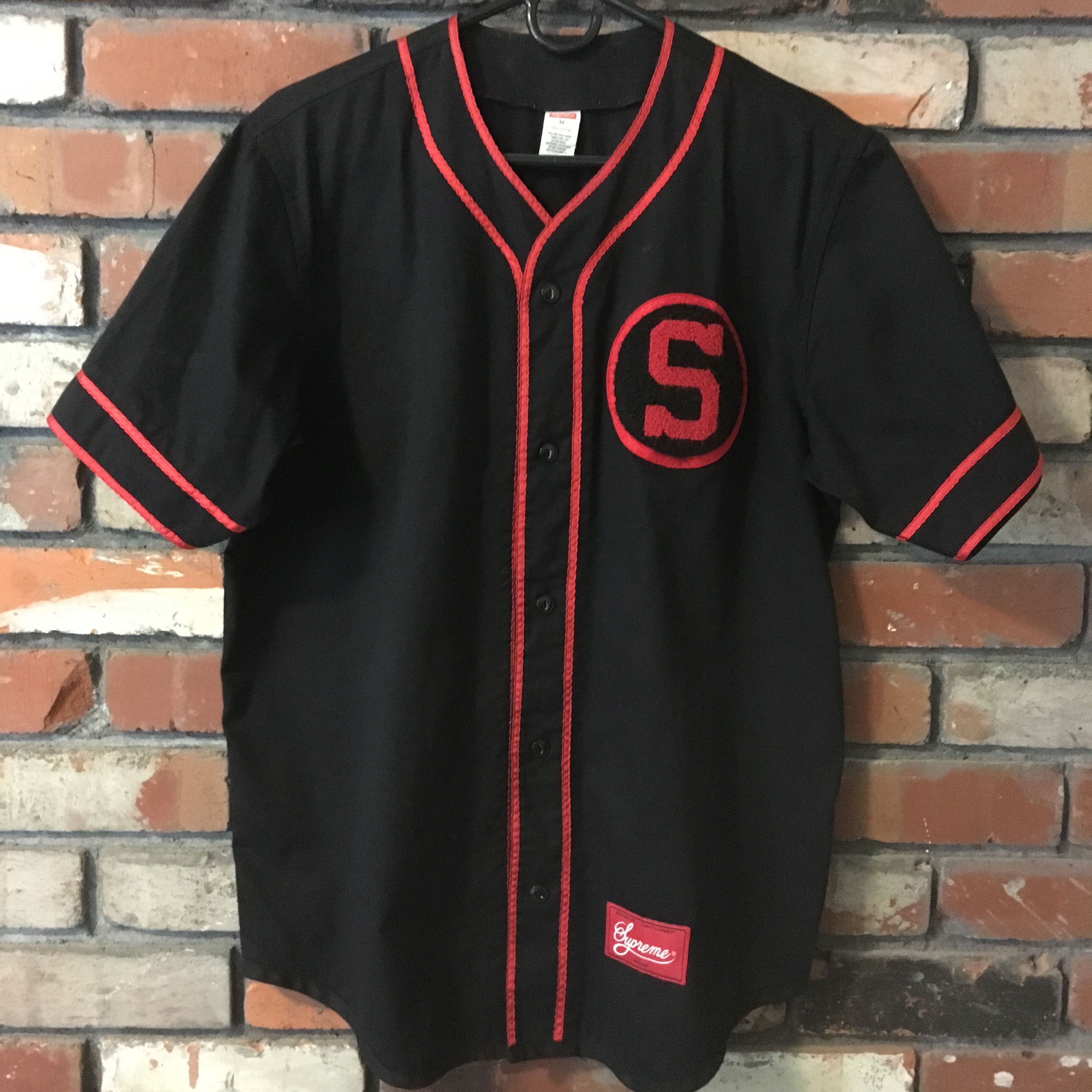 Supreme Supreme Baseball Jersey FW13 Black & Red M | Grailed