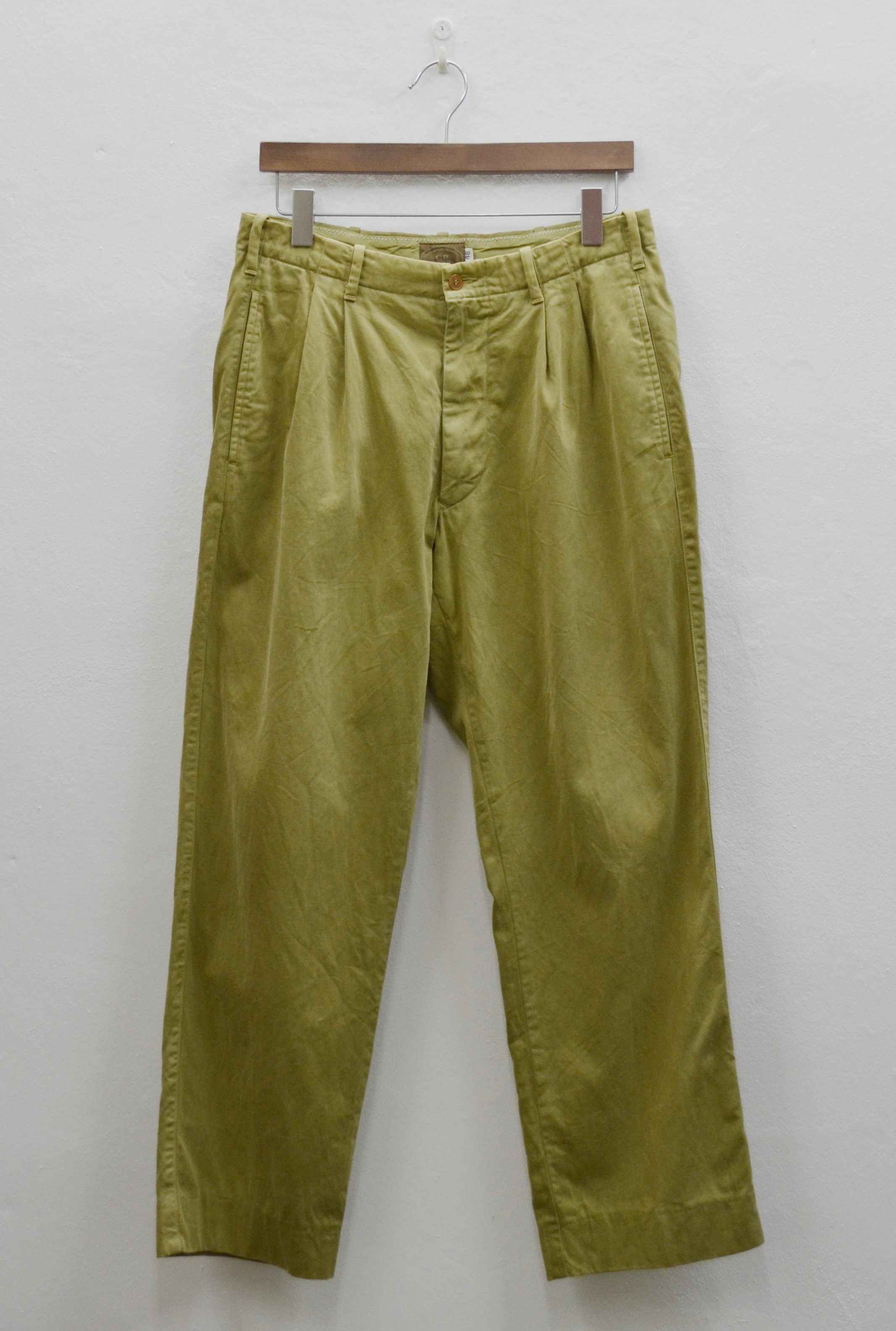 Retro Military Khaki Cotton Pants Made In Italy