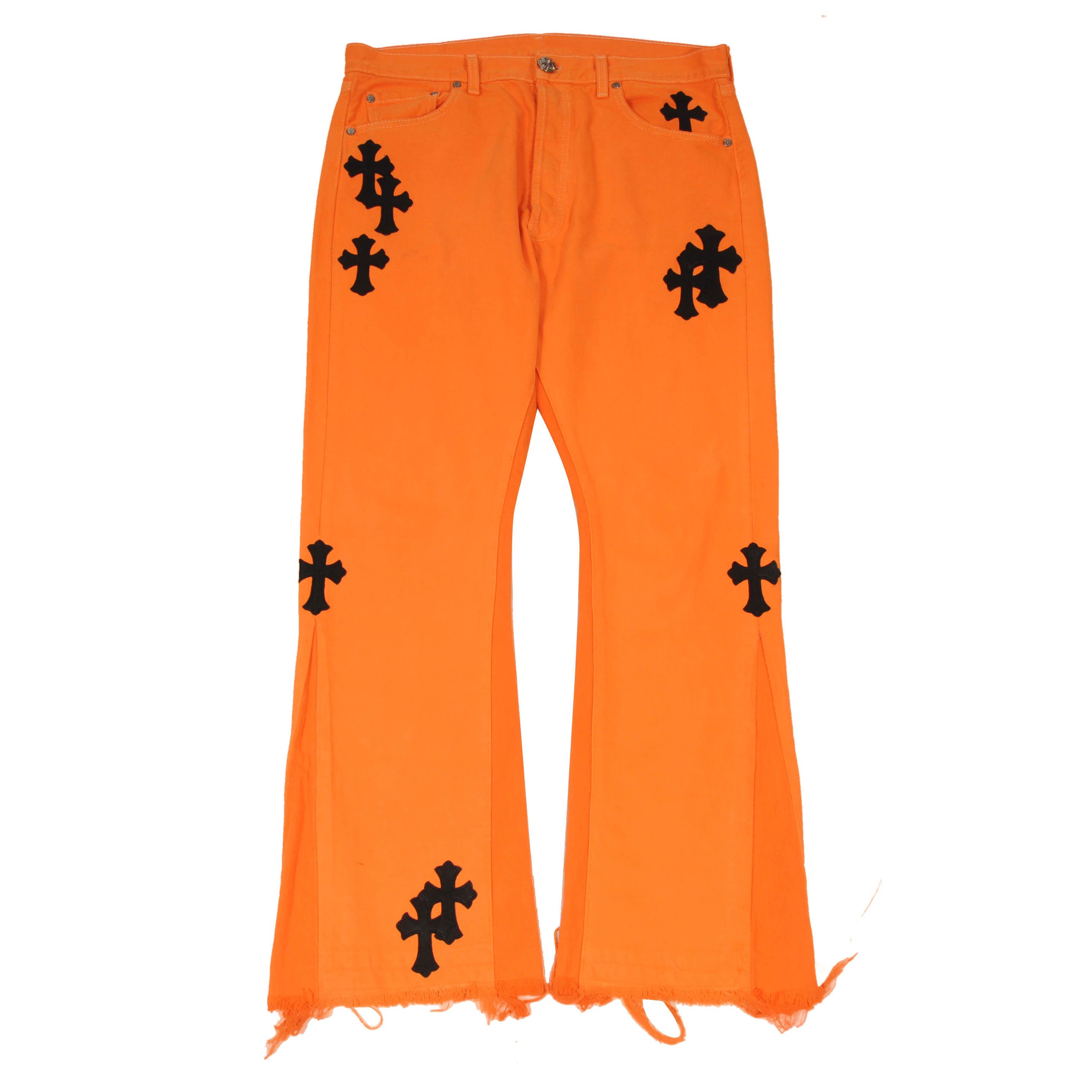 chrome-hearts-burnt-orange-cross-flared-denim-grailed
