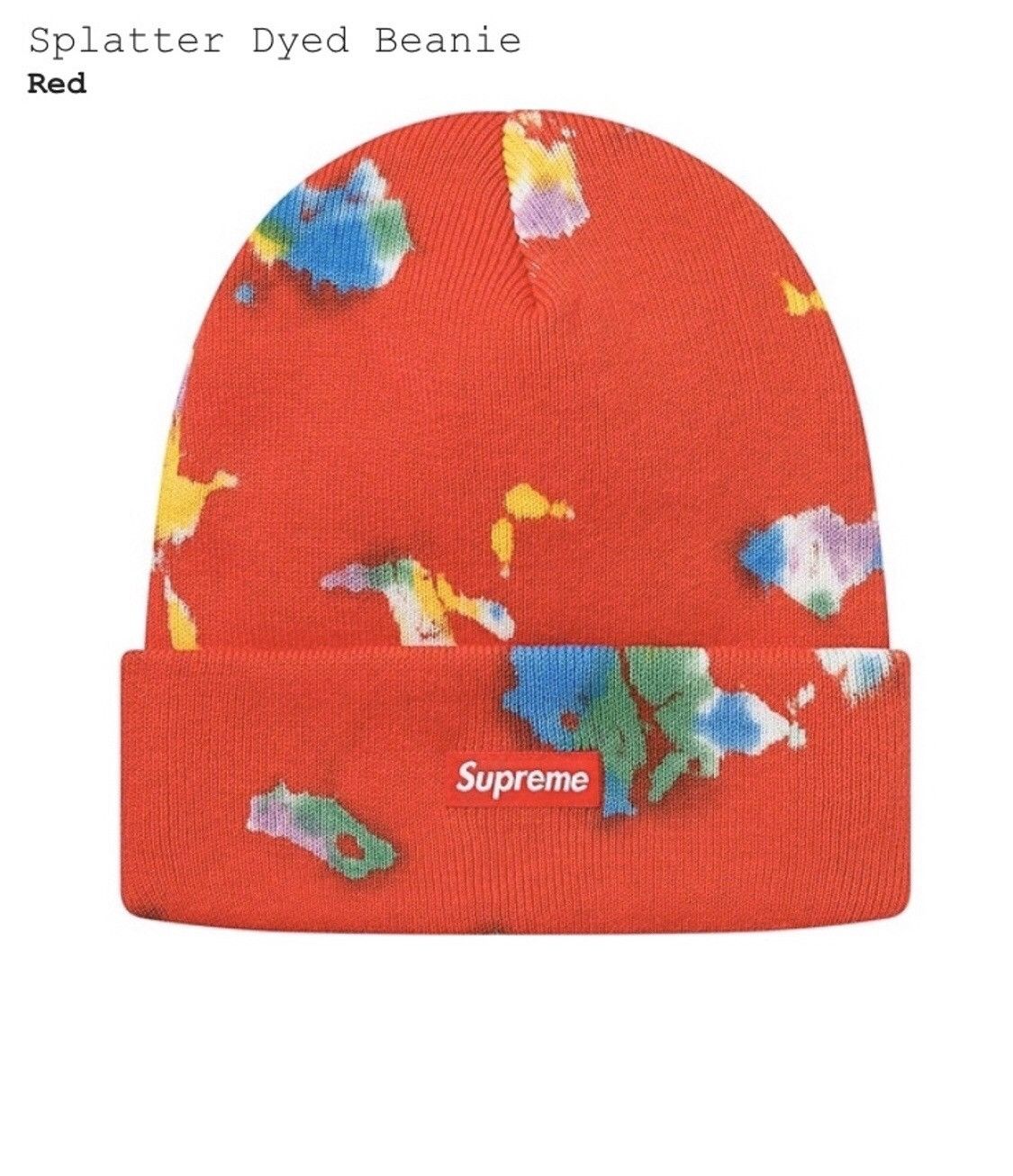 Supreme Supreme Splatter Dyed Red Beanie | Grailed