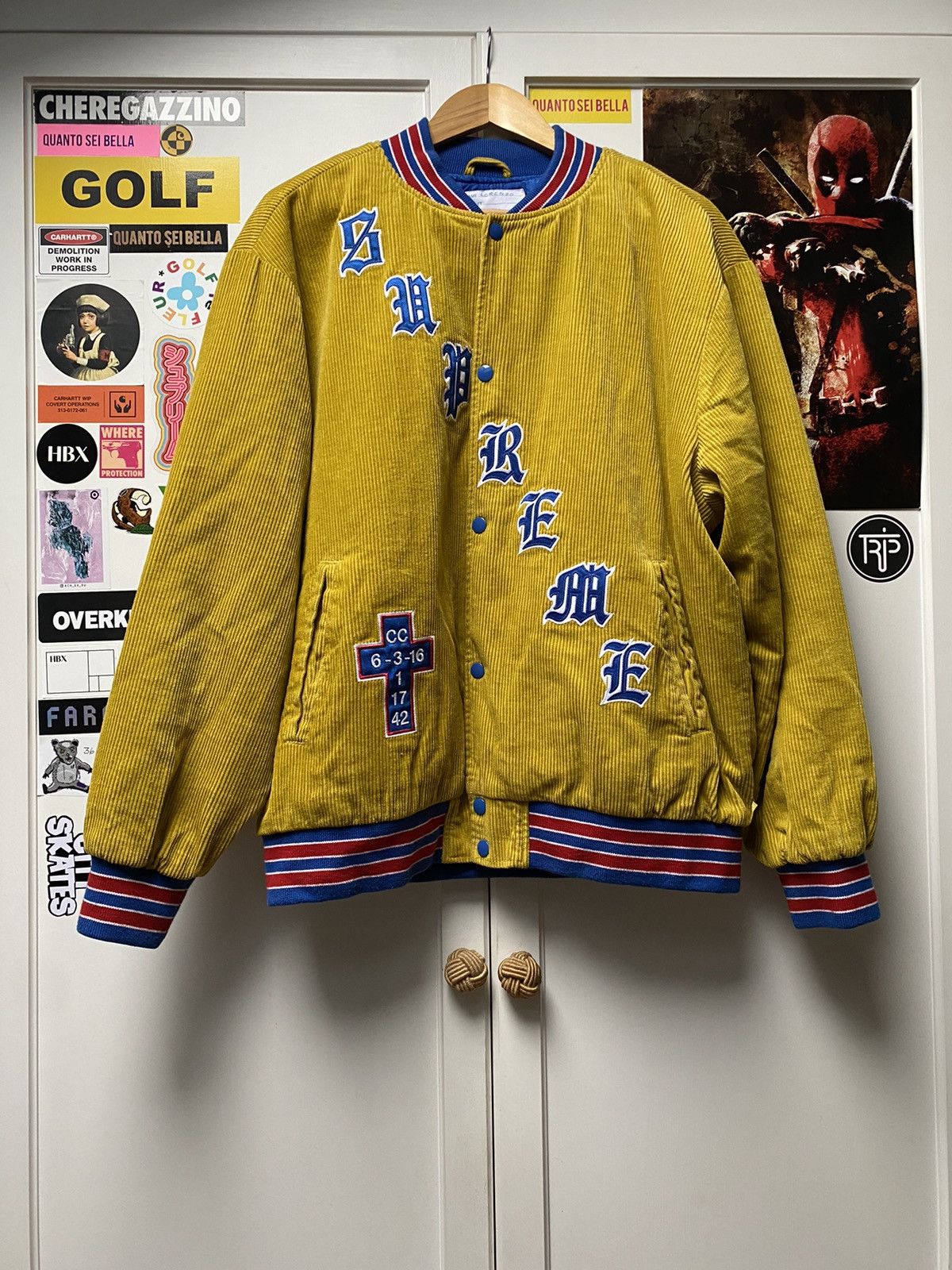 Supreme Old English Corduroy Varsity Jacket SS18