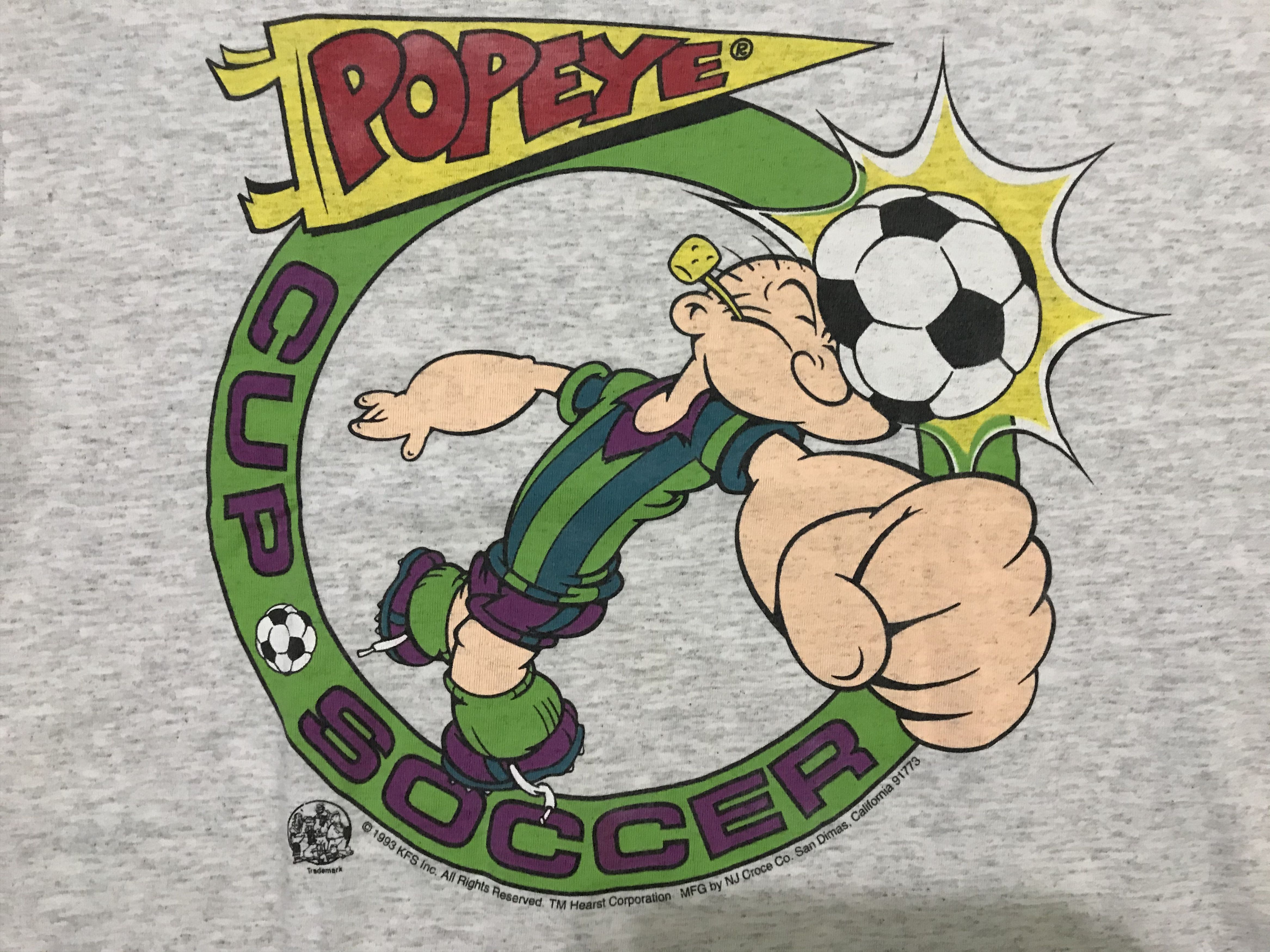 Cartoon Network VINTAGE 90'S POPEYE PLAY FOOTBALL TSHIRT Size US L / EU 52-54 / 3 - 5 Thumbnail