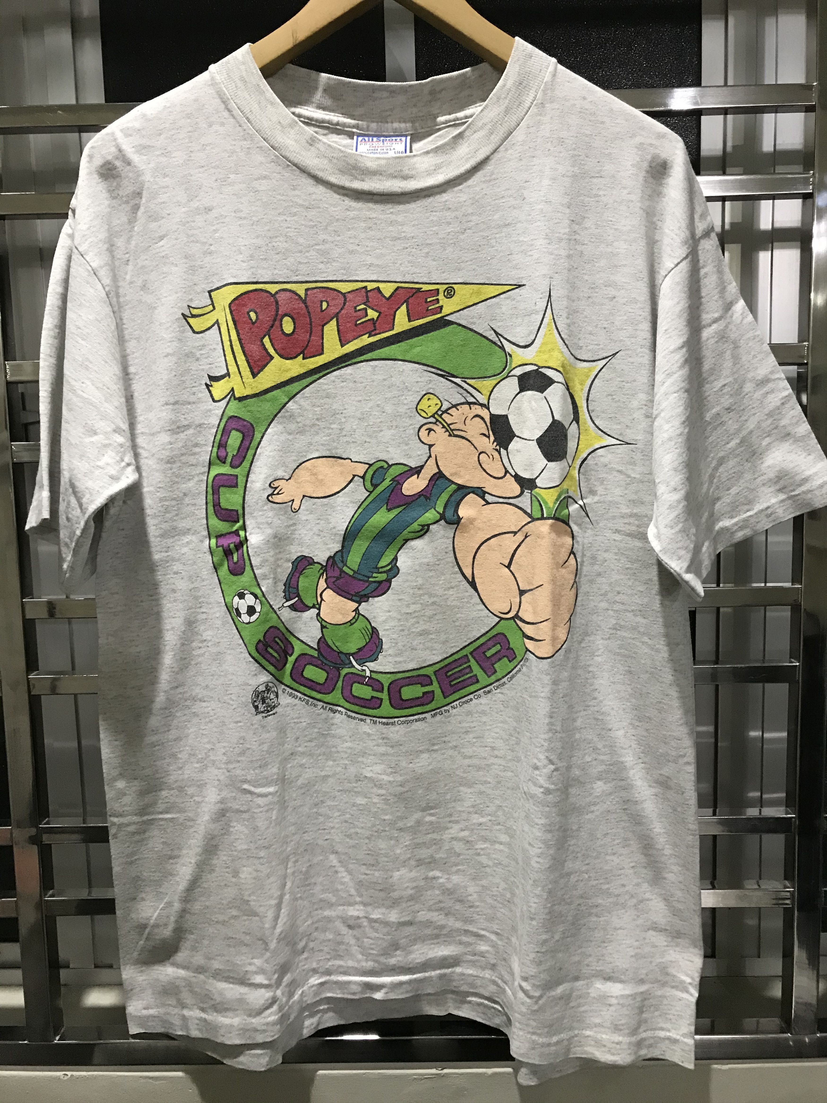 VINTAGE 90'S POPEYE PLAY FOOTBALL TSHIRT