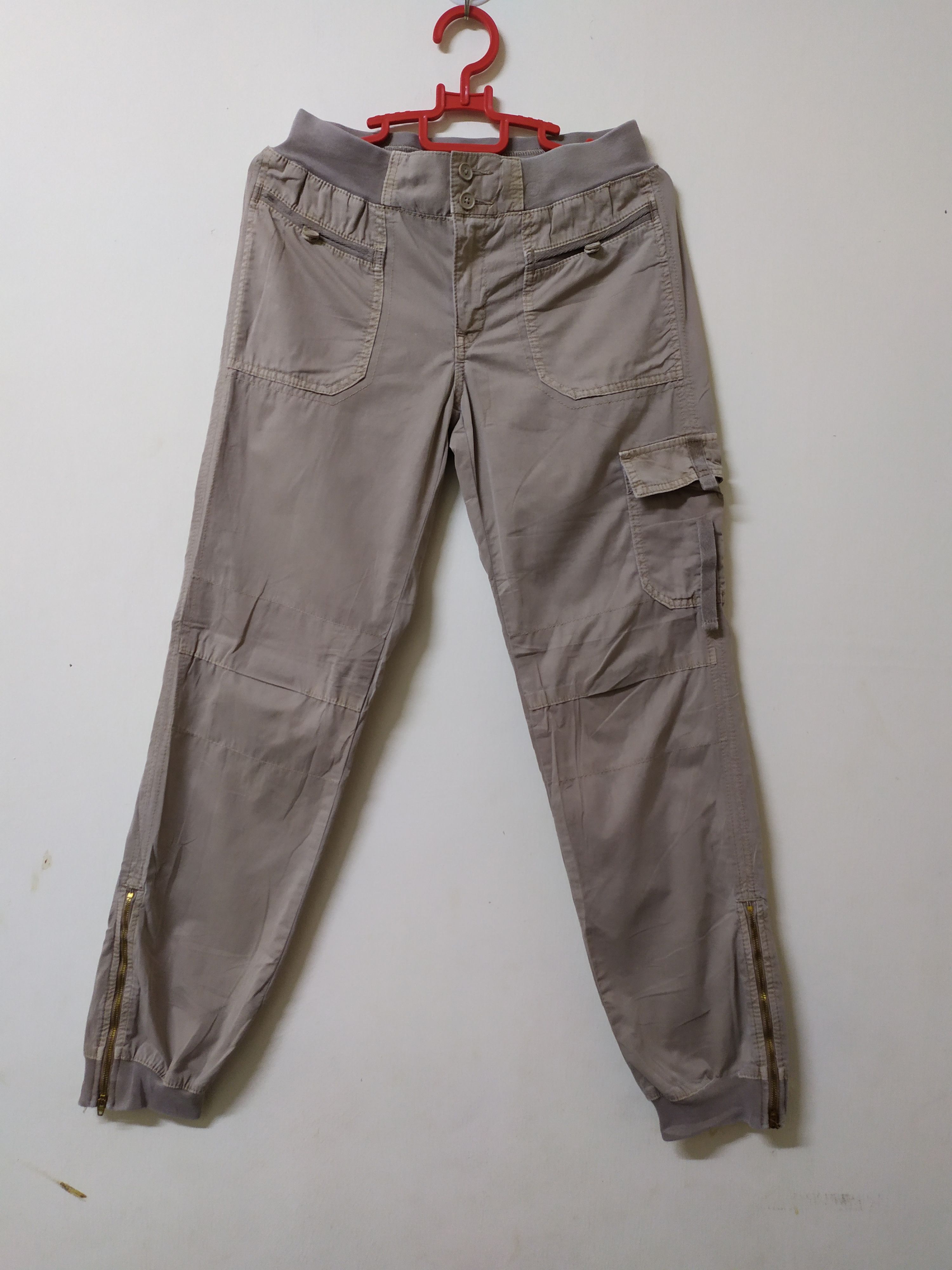 image of Authentic Japanese Multipocket Spring Waist Cargo Pants in Faded Grey, Men's (Size 28)