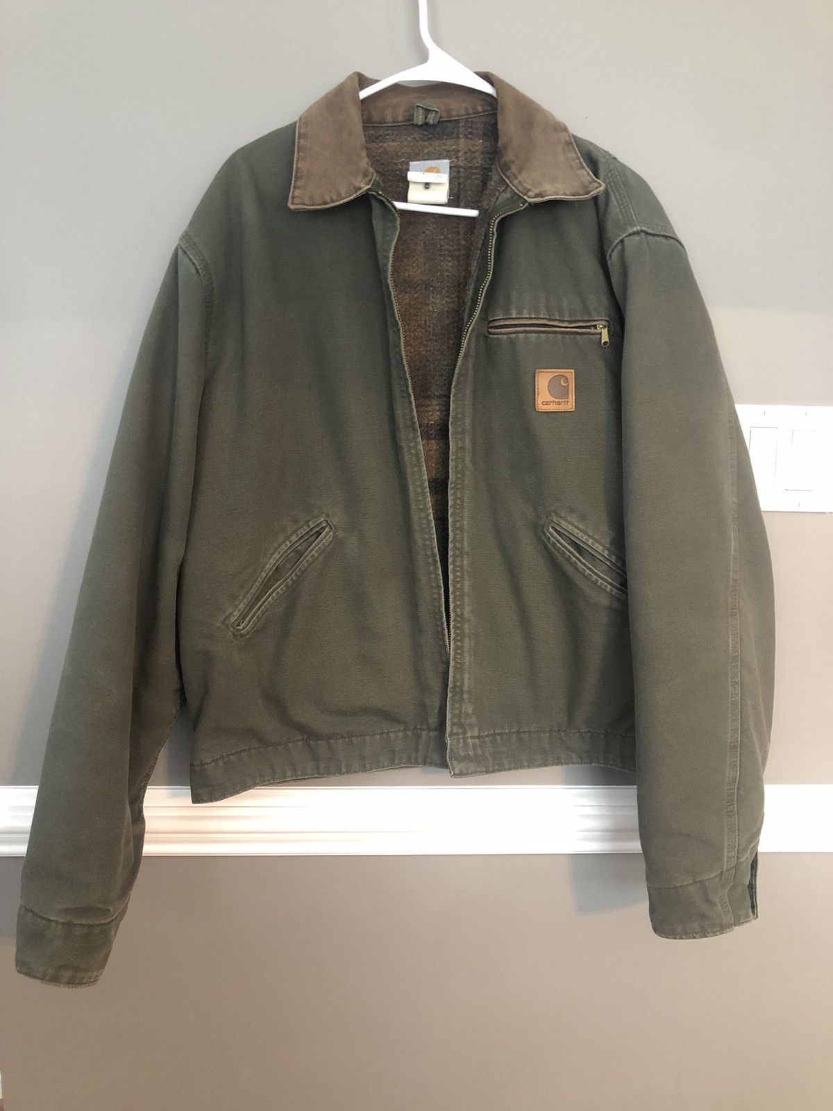 Vintage Carhartt Canvas Jacket W/Leather Patch