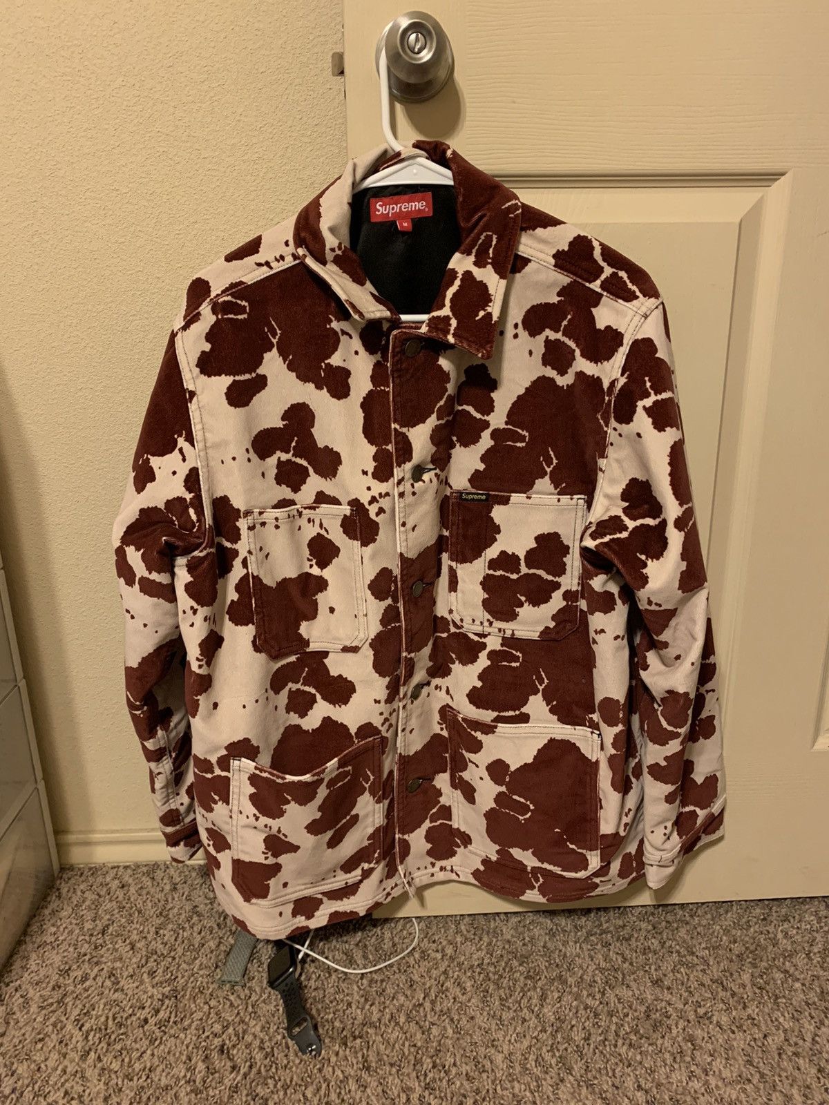 Supreme Supreme Velvet Chore Coat Cow | Grailed